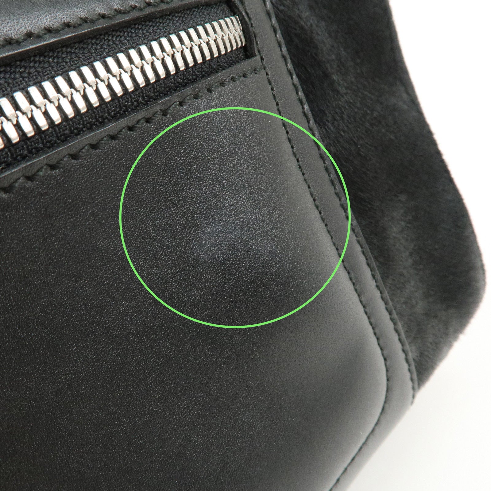 Ferragamo Gancini Leather Unborn Calf Hand Bag Black Used