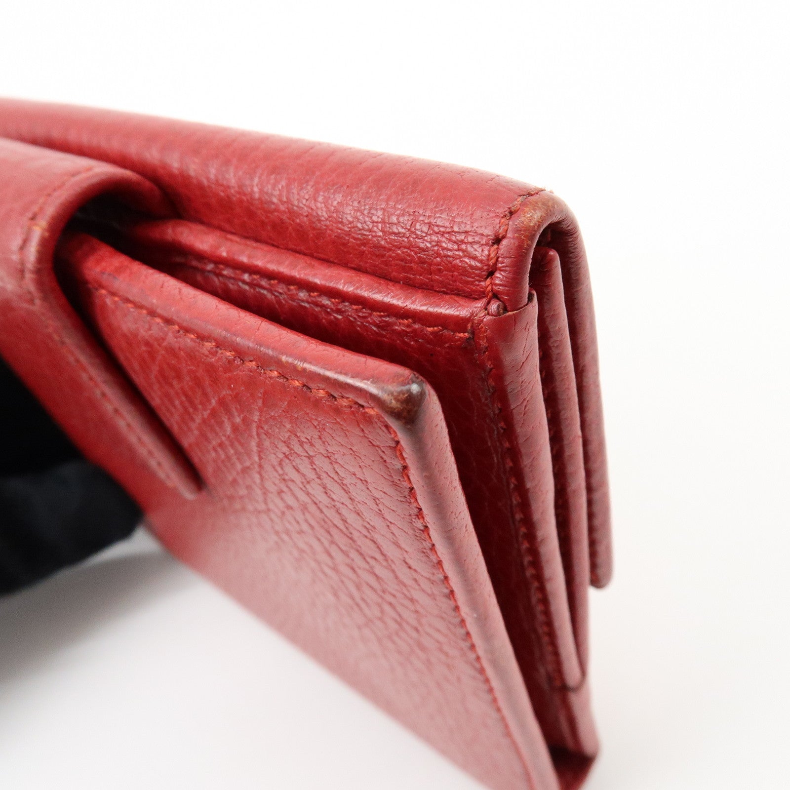 GUCCI Double G Leather Bi-fold Compact Wallet Red 456122