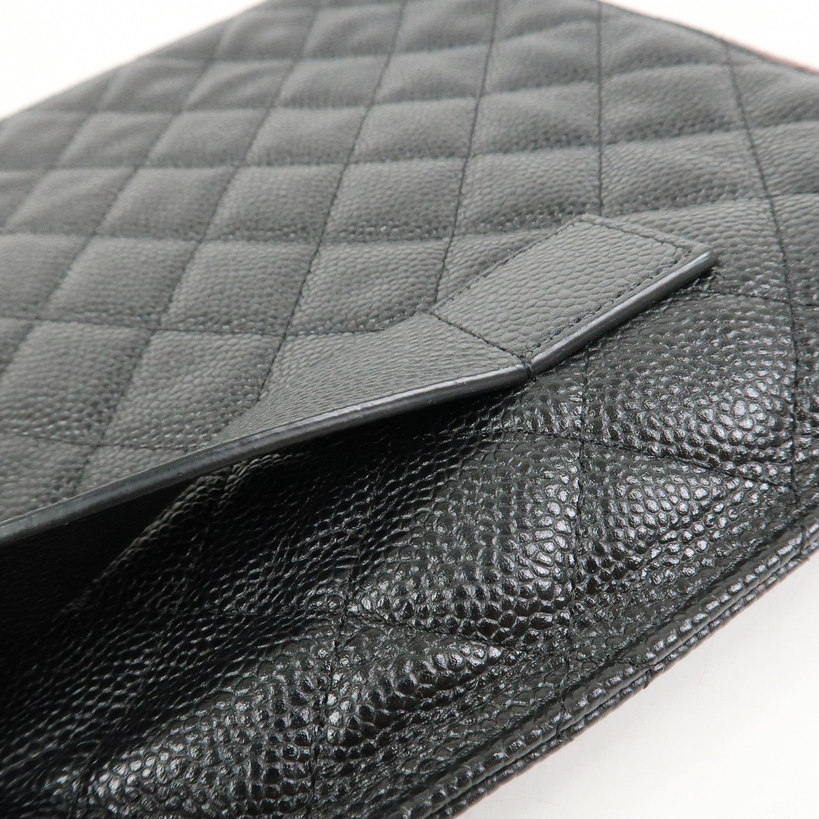 CHANEL COCO Mark Caviarskin Matelasse Clutch Bag Black A82388