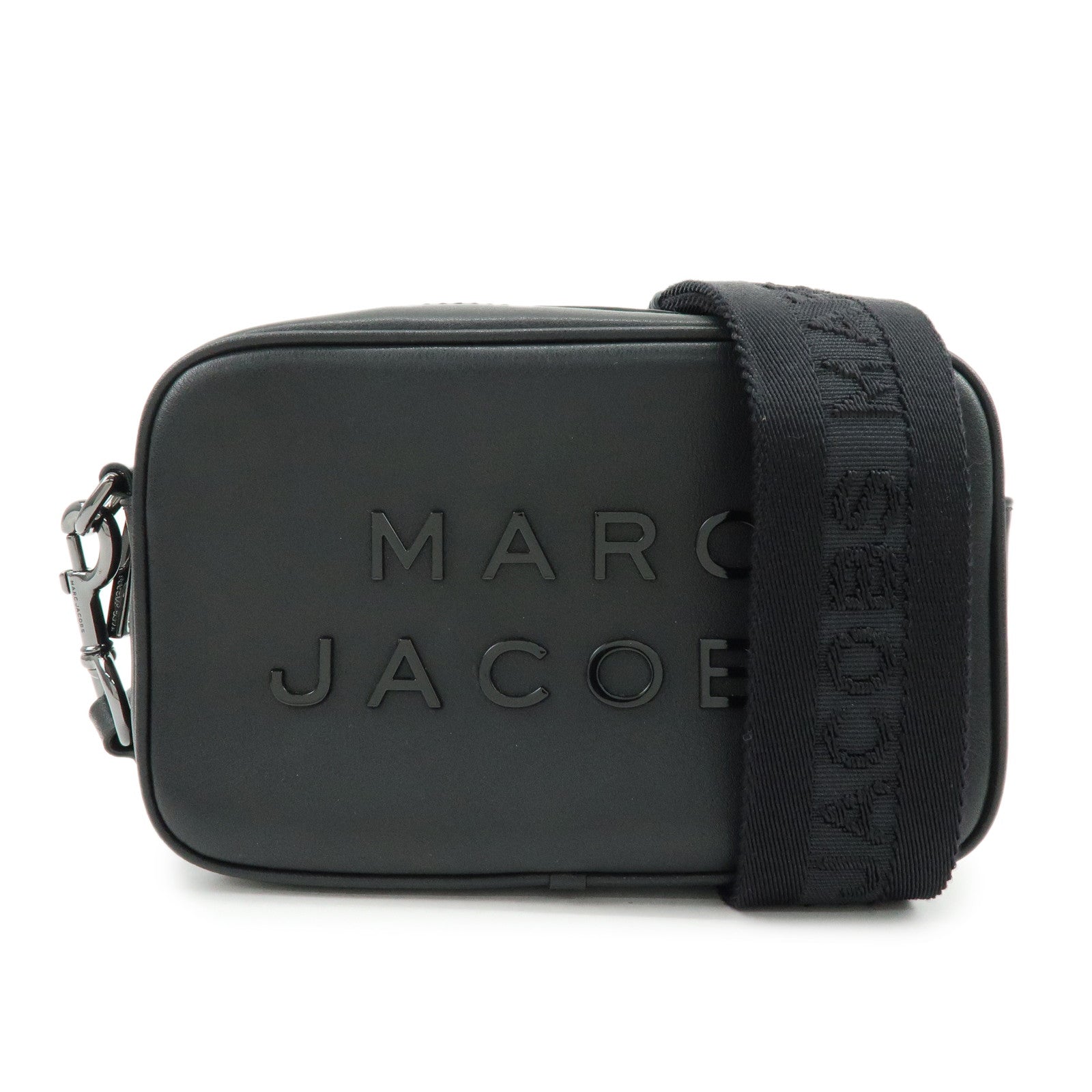 MARC JACOBS Leather Nylon Shoulder Bag Crossbody Bag Black
