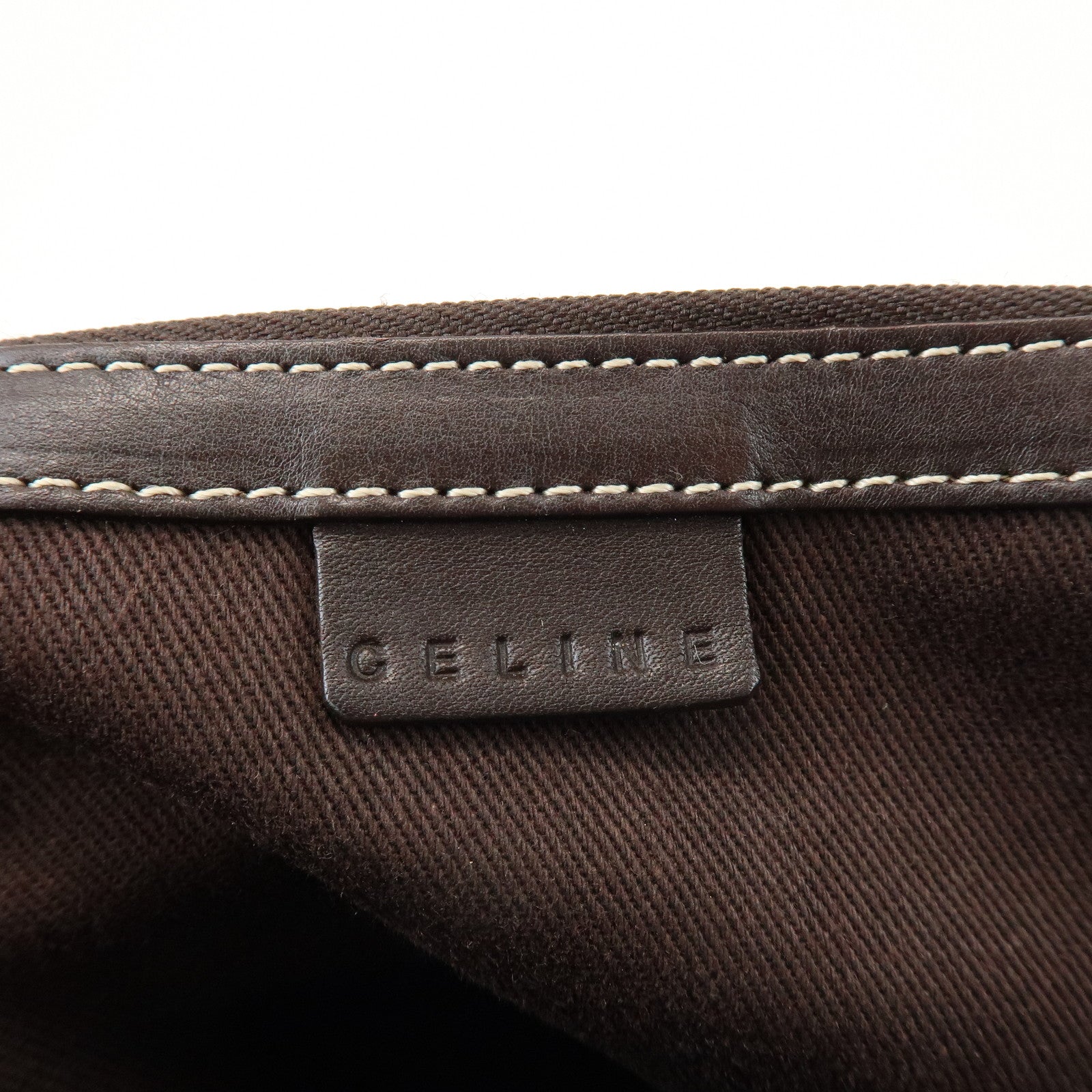 CELINE Macadam Boogie Bag Canvas Leather Hand Bag Tote Bag Beige