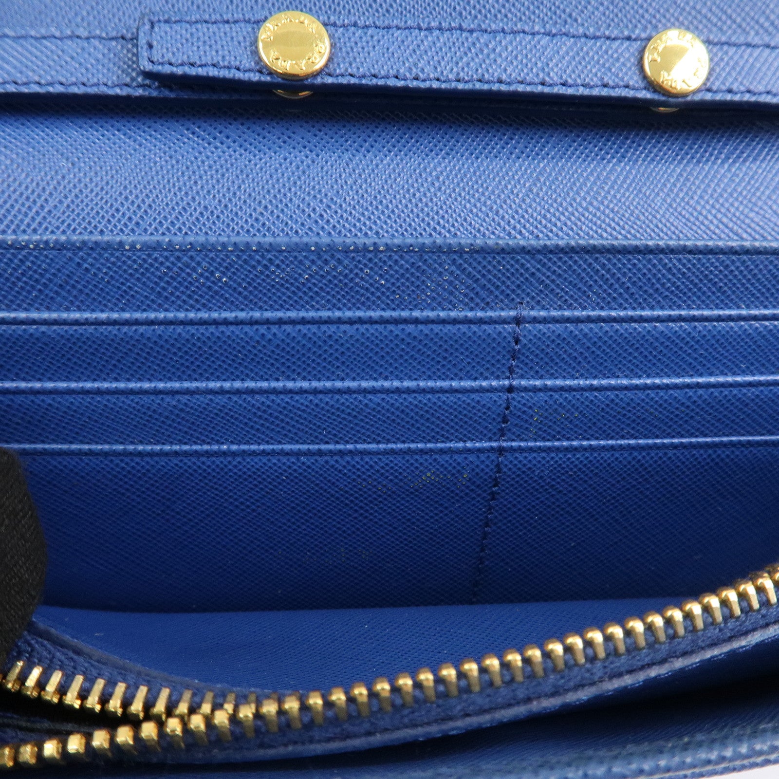 PRADA Logo Saffiano Leather Chain Shoulder Wallet WOC Blue 1M1290