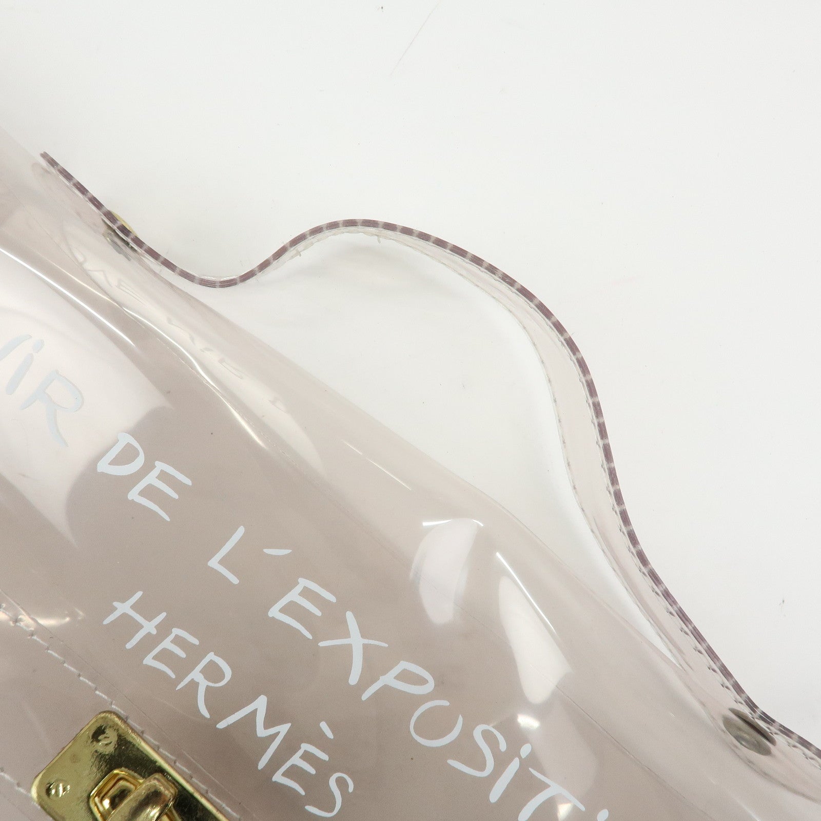 HERMES Kelly Vinyl Hand Bag Clear Transparent