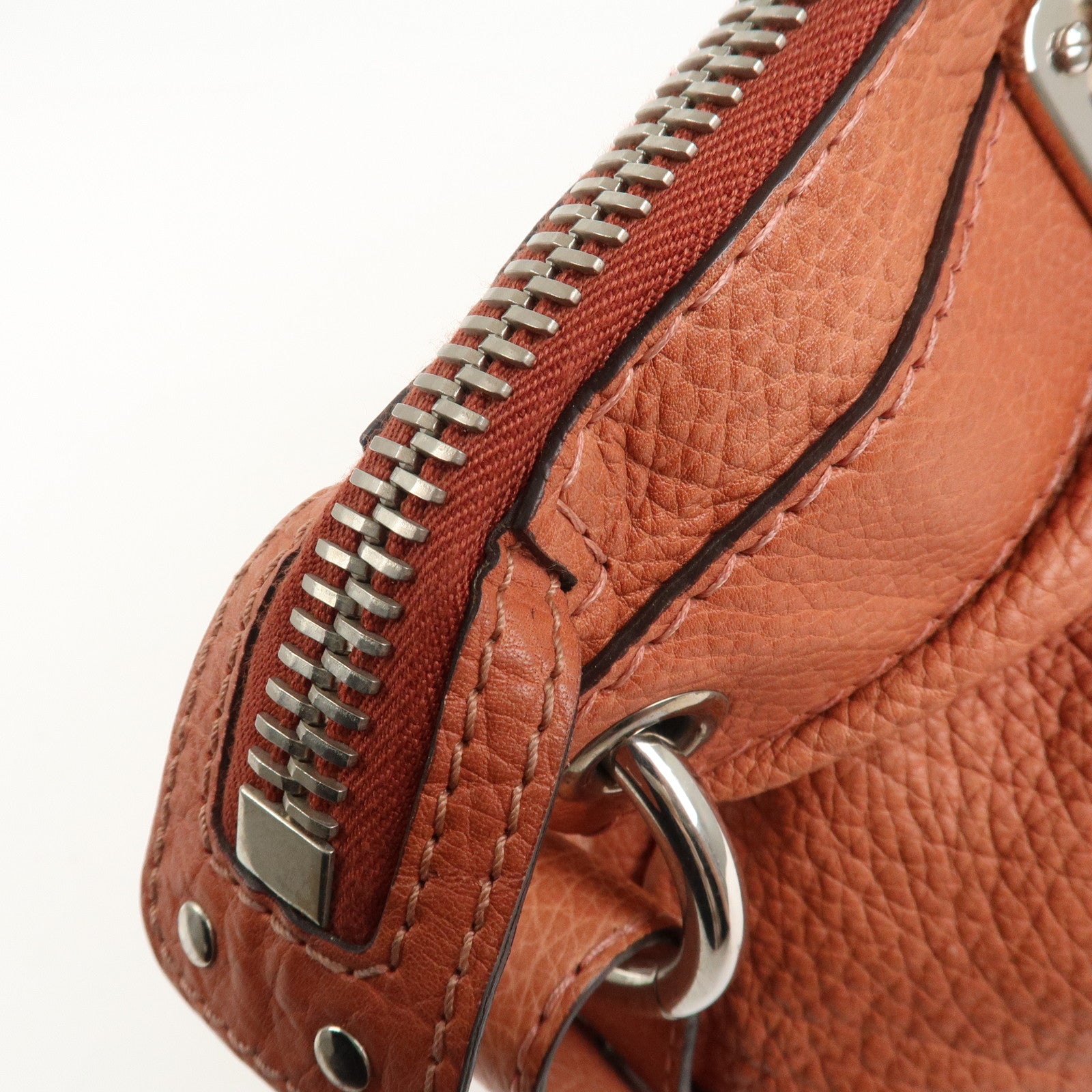 GUCCI Bamboo Leather Boston Bag Shoulder Bag Coral 232959