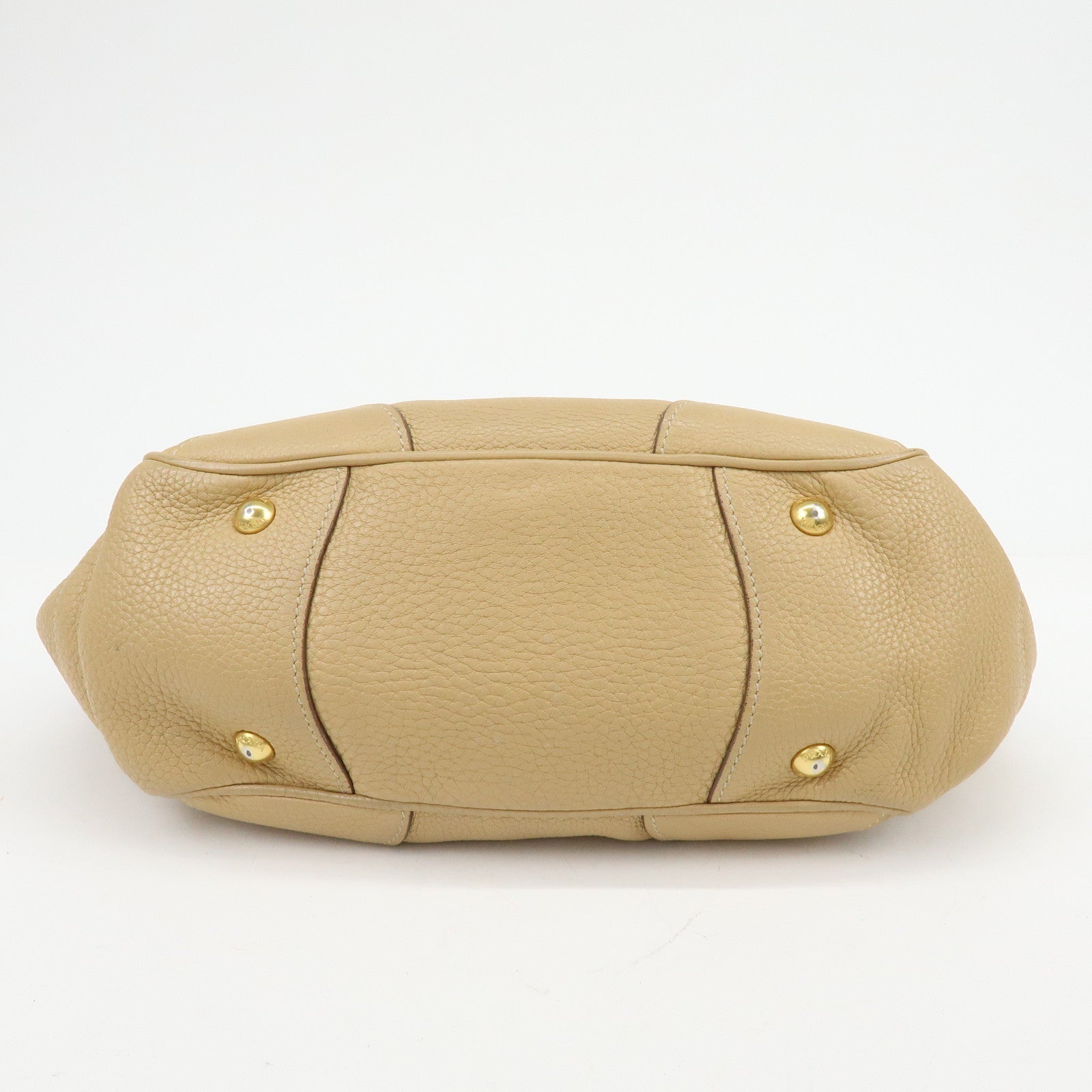 PRADA Logo Leather Shoulder Bag Hand Bag Light Brown BR3869