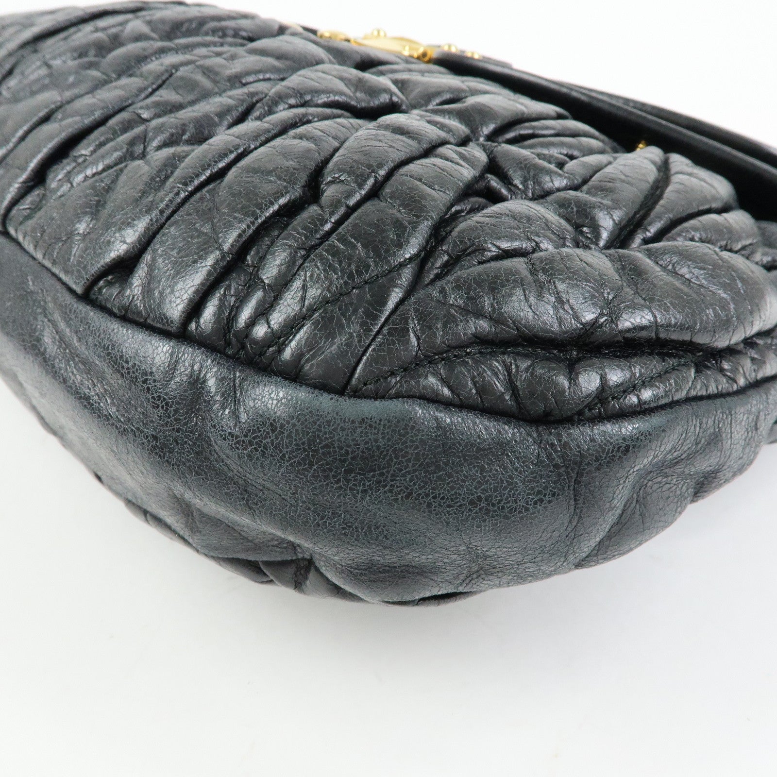 MIU MIU Matelasse Leather Hand Bag Shoulder Bag Black