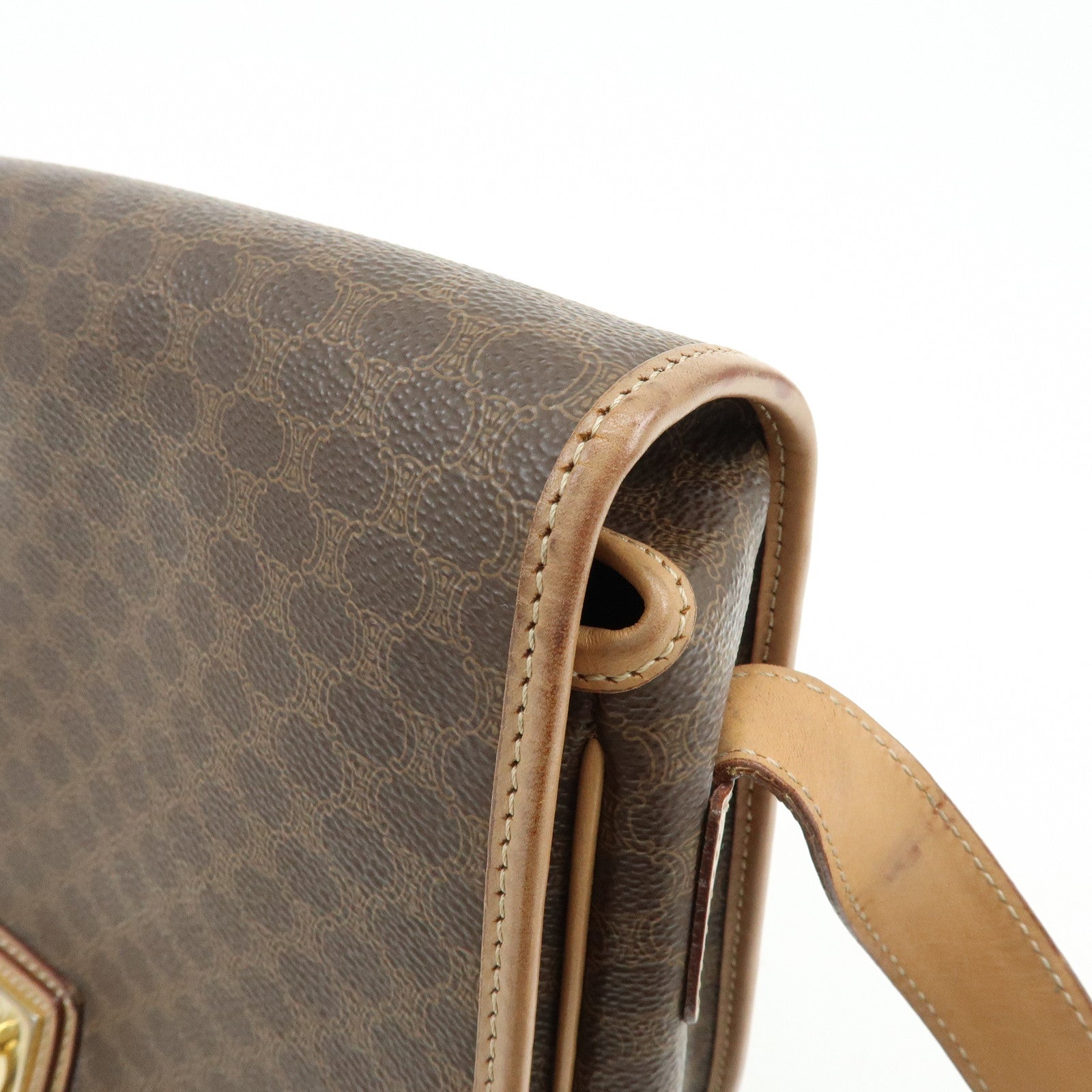 CELINE Macadam PVC Leather Shoulder Bag Crossbody Bag Brown