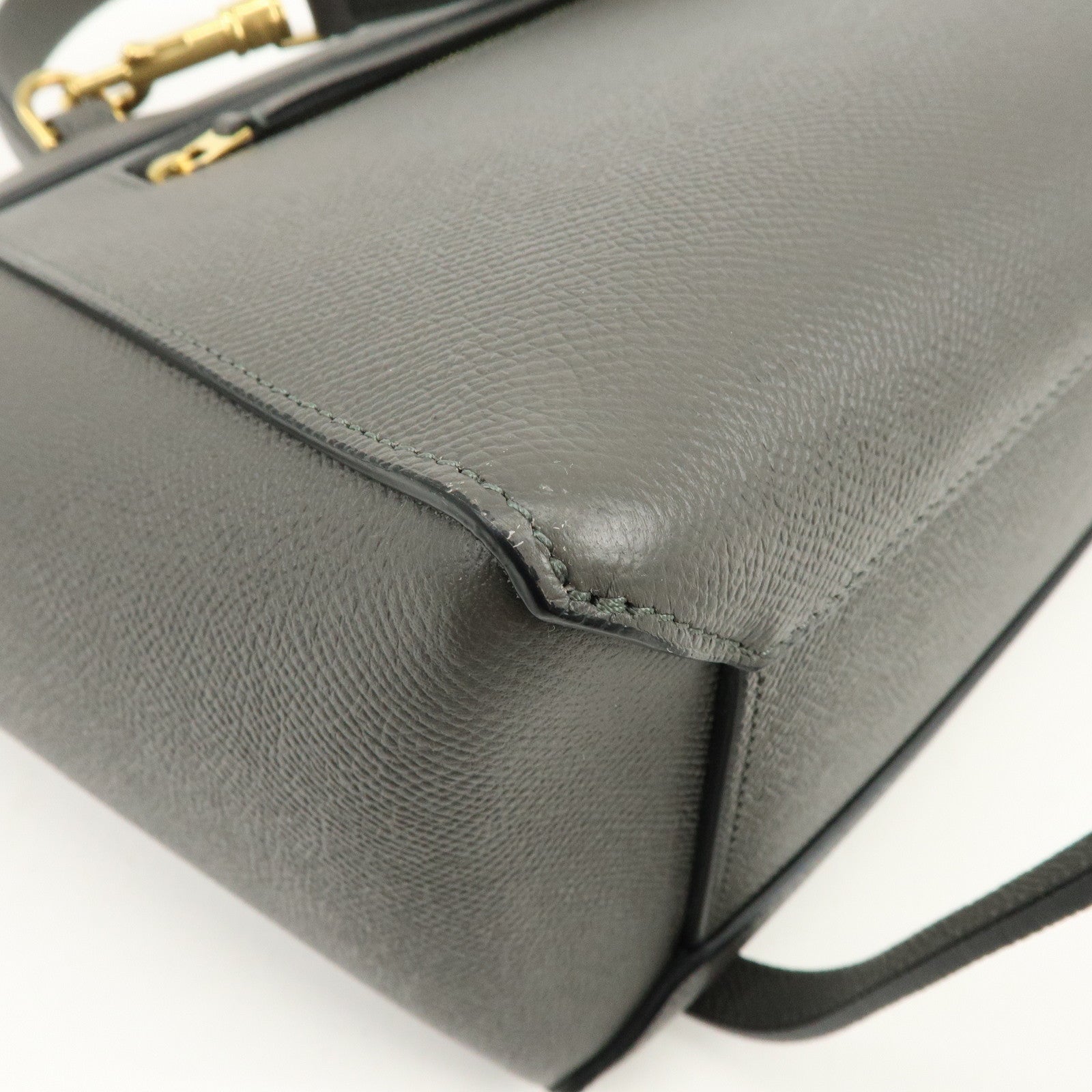 CELINE Belt Bag Leather 2Way Bag Shoulder Bag Hand Bag Gray