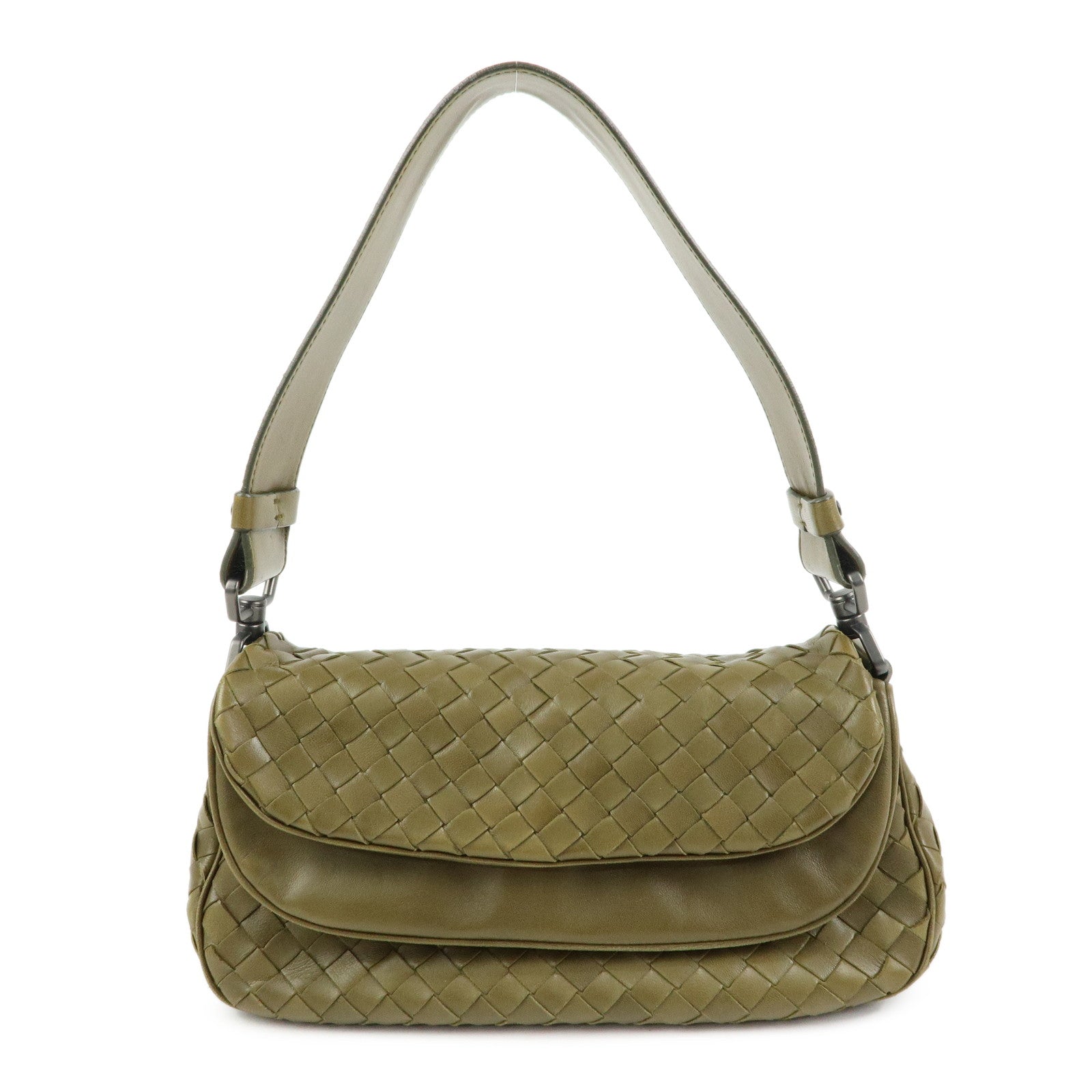 BOTTEGA VENETA Intrecciato Leather Shoulder Bag Khaki 142467