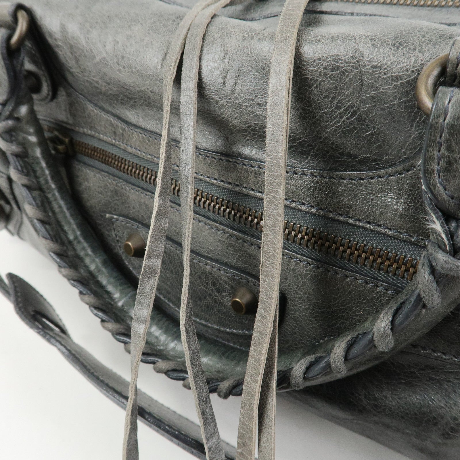 BALENCIAGA The Twiggy Leather 2Way Bag Shoulder Bag Gray 128523