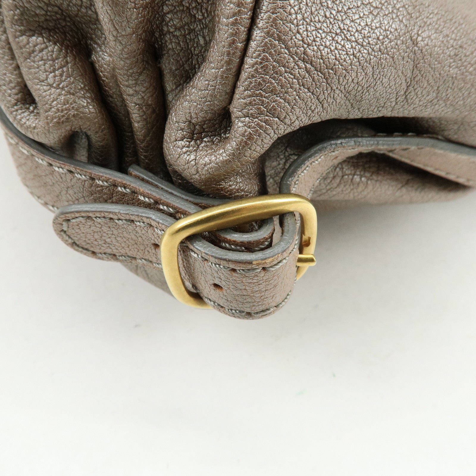 VALENTINO Flower Embroidery Leather Hand Bag Shoulder Bag Greige