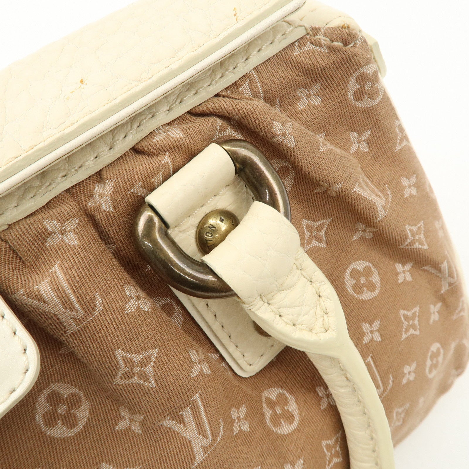Louis Vuitton Monogram Mini Lin Trapeze PM Hand Bag Caramel M40059 Used