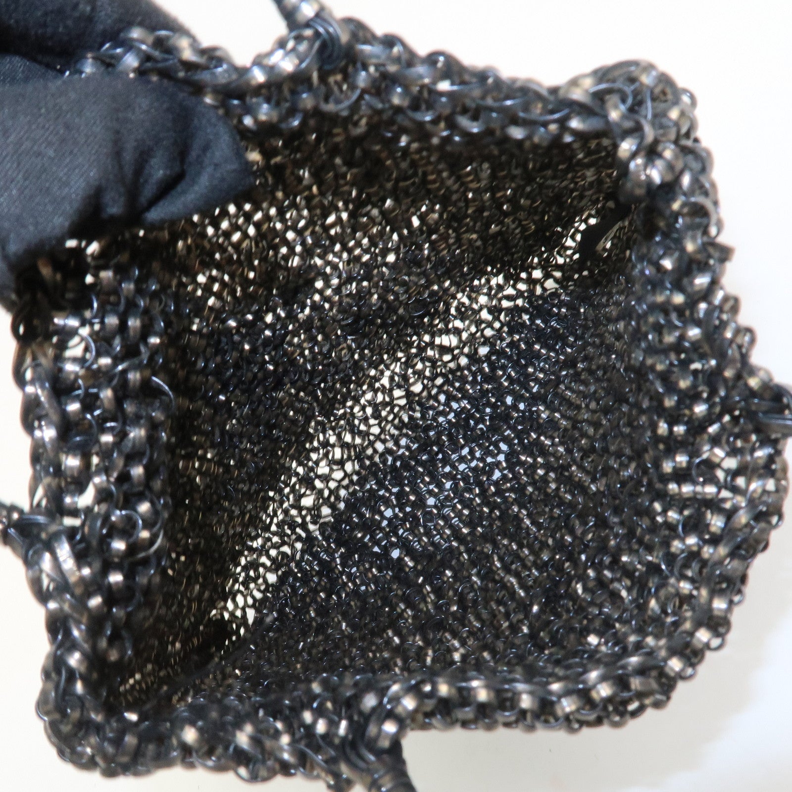 ANTEPRIMA Wire Bag PVC Leather Hand Bag Flower Motif Black Gold