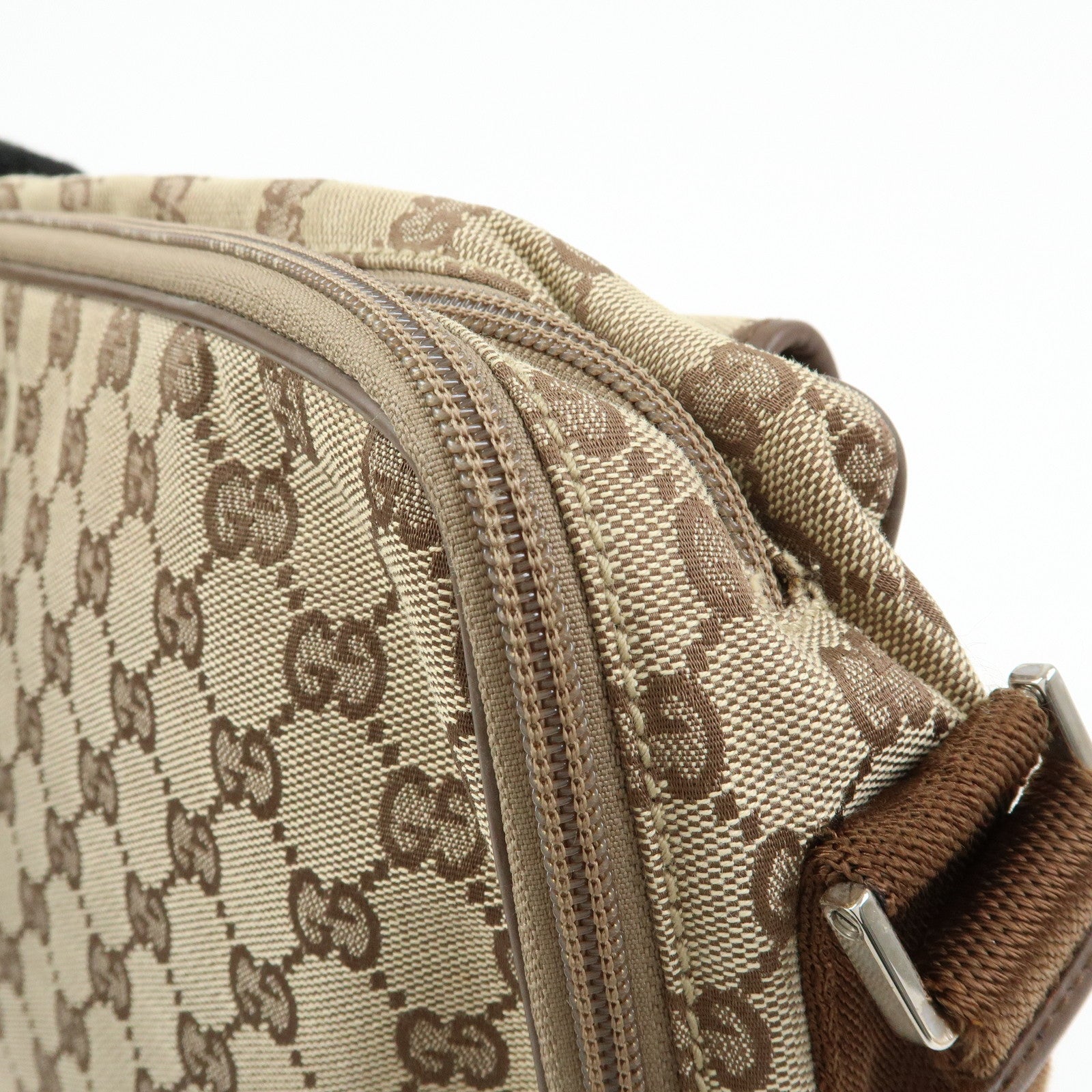 GUCCI GG Canvas Leather Shoulder Crossbody Bag Beige Brown 90474