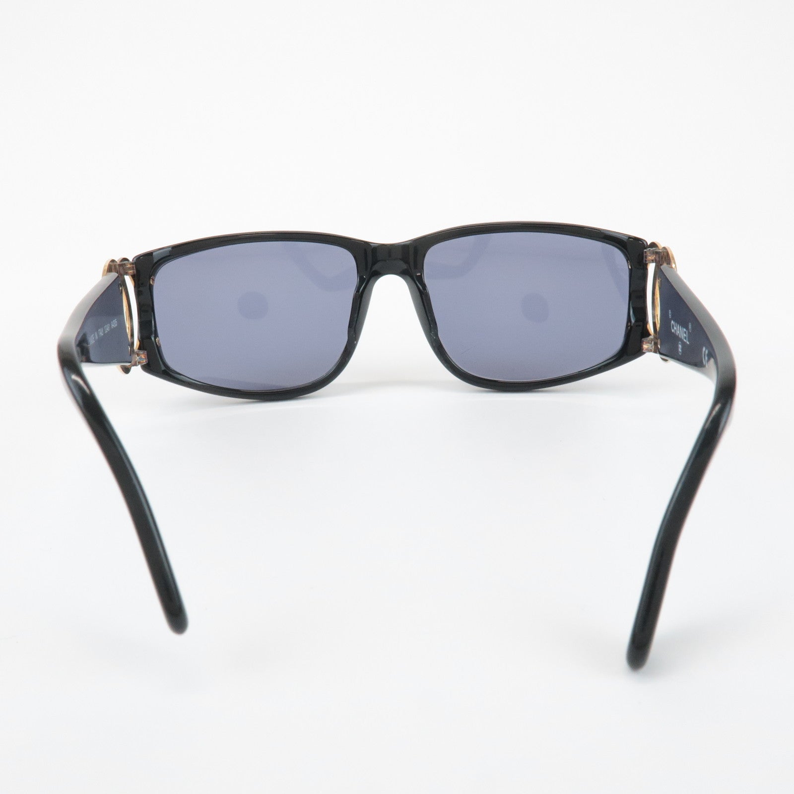 CHANEL COCO Mark Plastic Sunglasses Black Gold 02461 94305 Used
