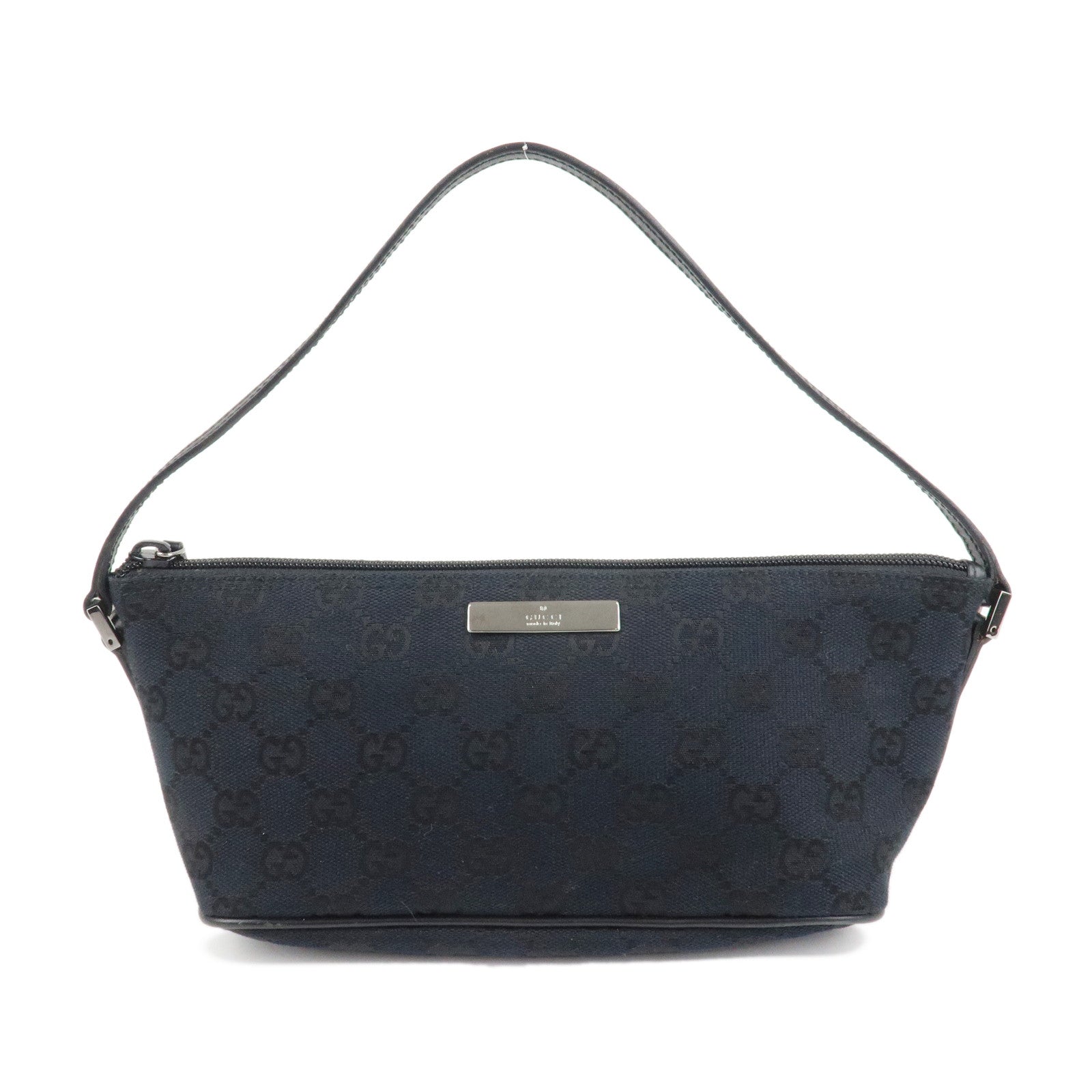 GUCCI GG Canvas Leather Accessory Pouch Hand Bag Black 039.1103 Used