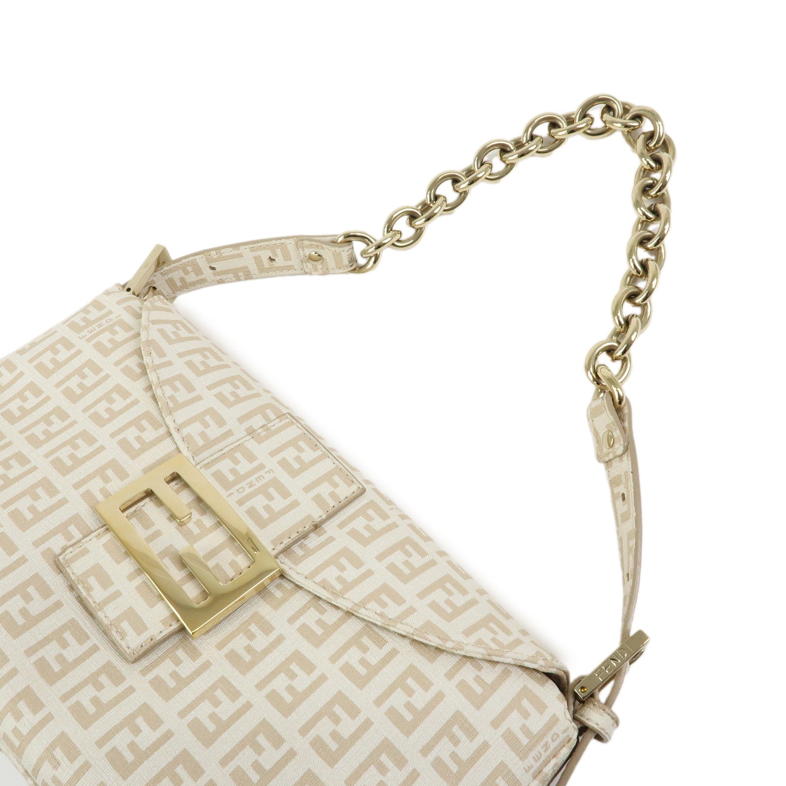 FENDI Zucchino PVC Shoulder Bag Hand Bag Beige 8BR003