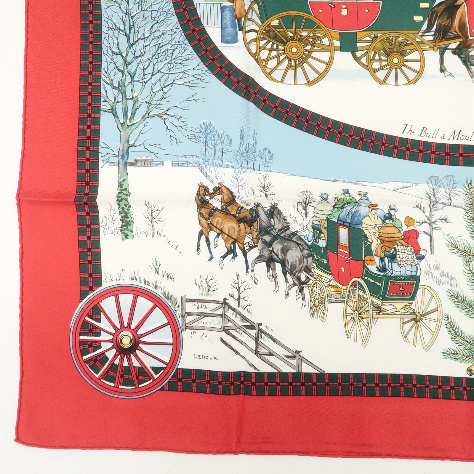 HERMES Carre 90 Silk 100% L'HIVER EN POSTE Scarf