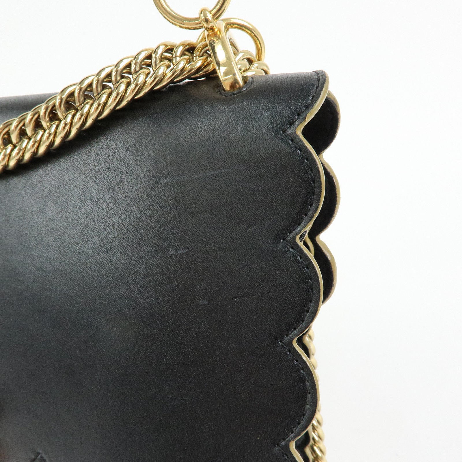 FENDI KAN I Leather 2Way Bag Shoulder Bag Hand Bag Black 8BT283