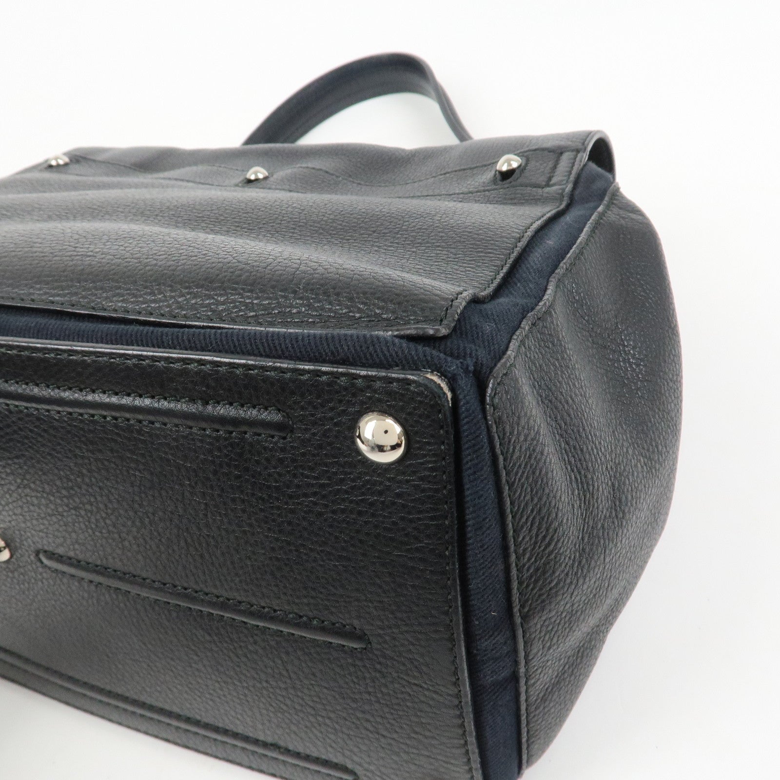 SAINT LAURENT PARIS Leather Canvas Muse Two Hand Shoulder Bag Black