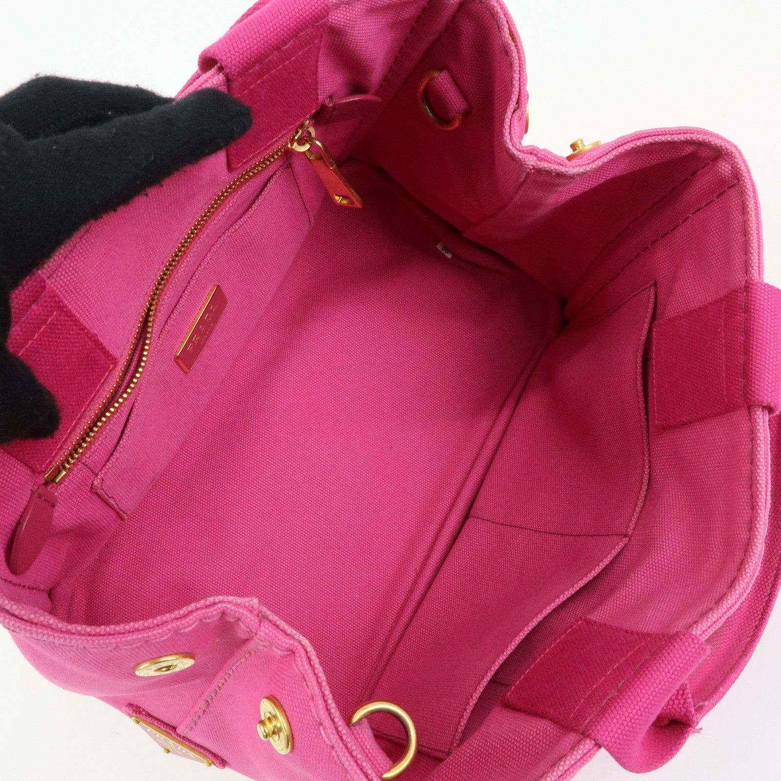 PRADA Triangle Logo Canapa Mini 2Way Bag Hand Bag Pink B2439G