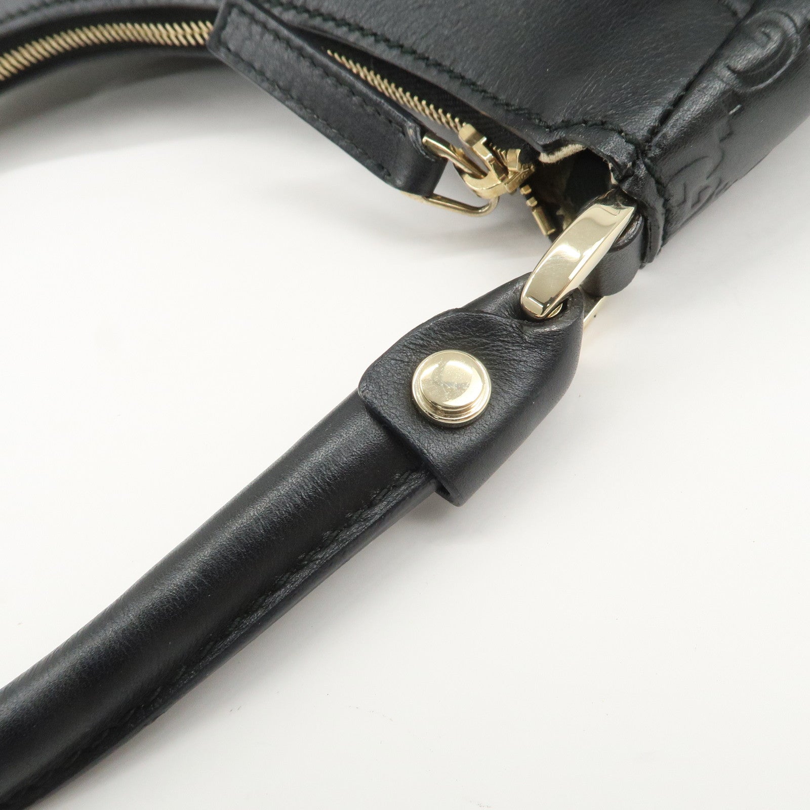 GUCCI Abbey Guccissima Leather Shoulder Bag Hand Bag Black 190525