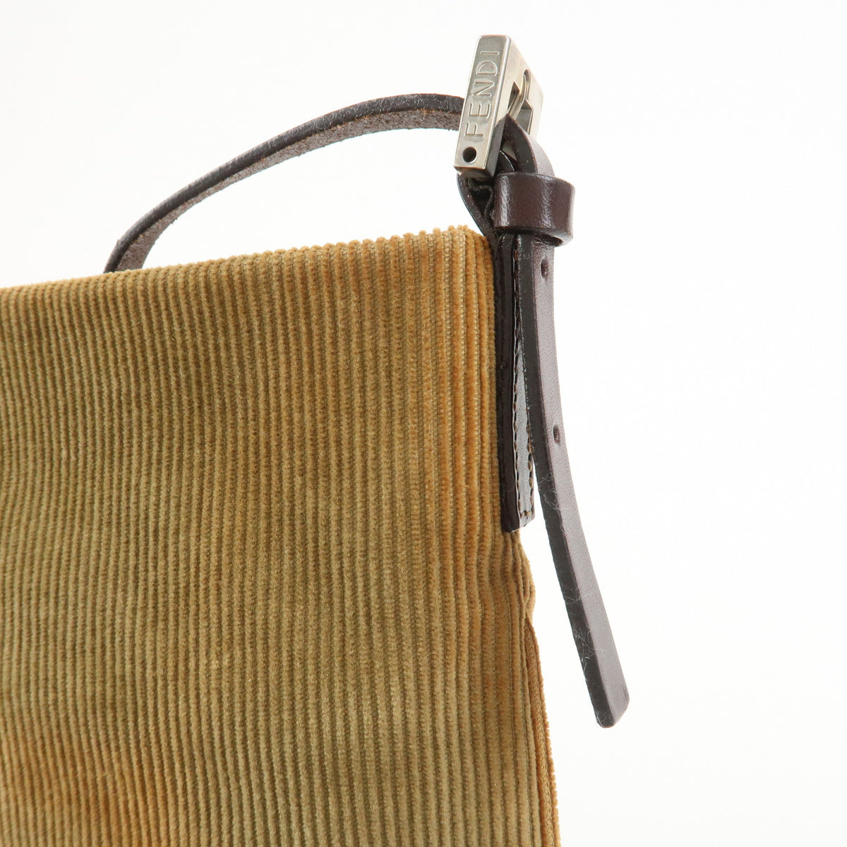 FENDI Corduroy Leather Shoulder Bag Brown 26733