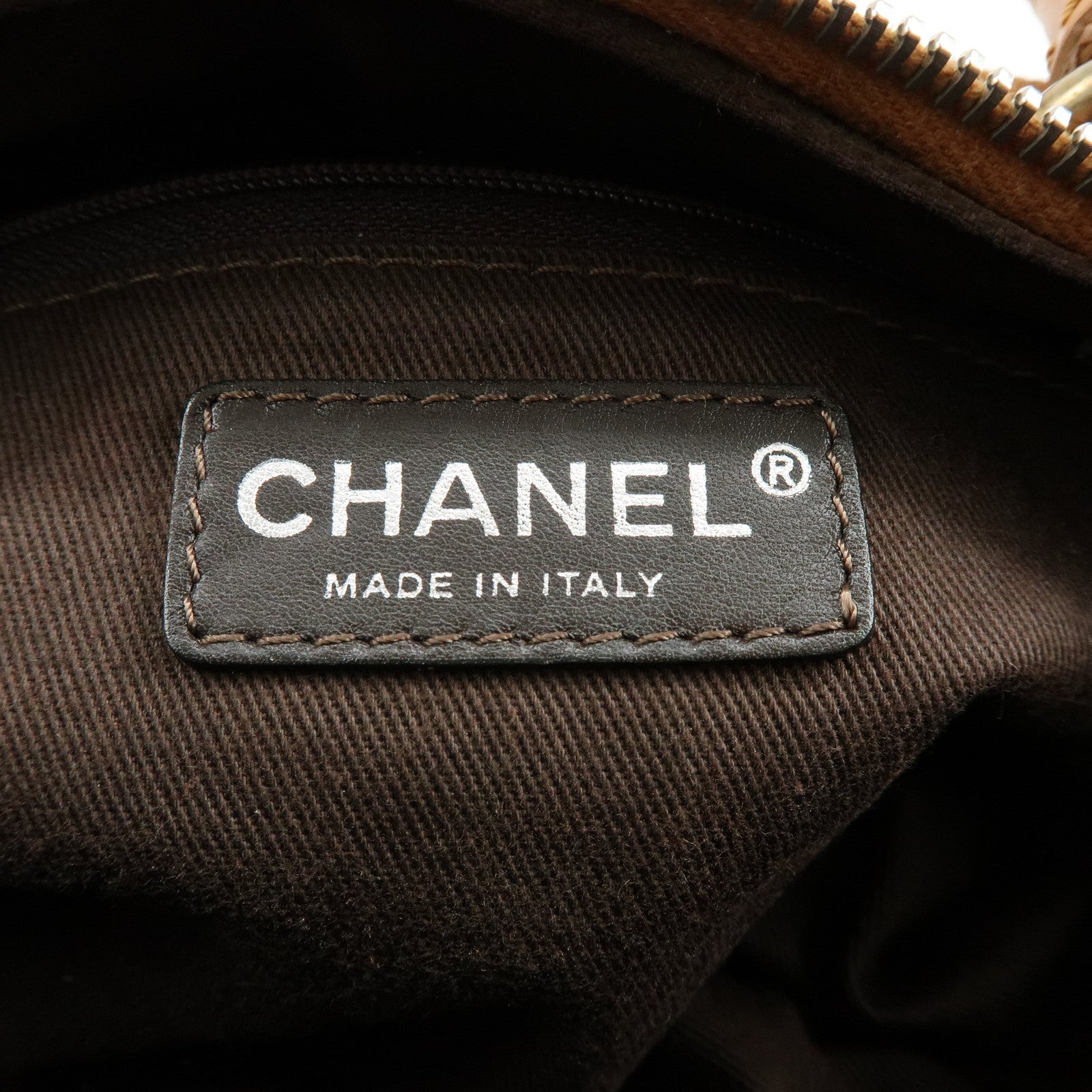 CHANEL COCO Mark Calf Leather Hand Bag Brown