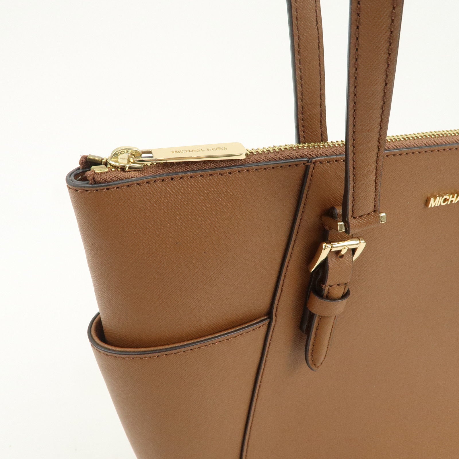 MICHAEL KORS Leather Tote Bag Shoulder Bag Brown Gold