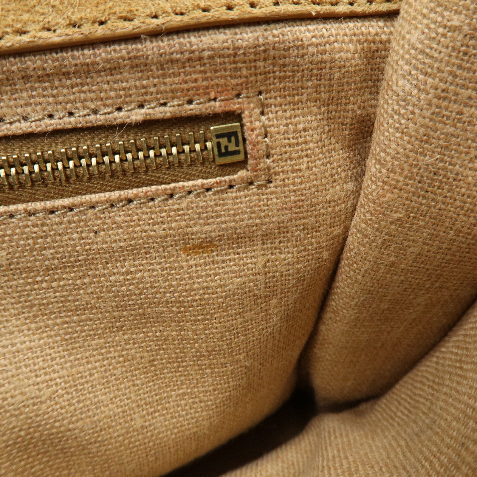 FENDI Pequin Canvas Leather Shoulder Bag Brown Black 8BT204