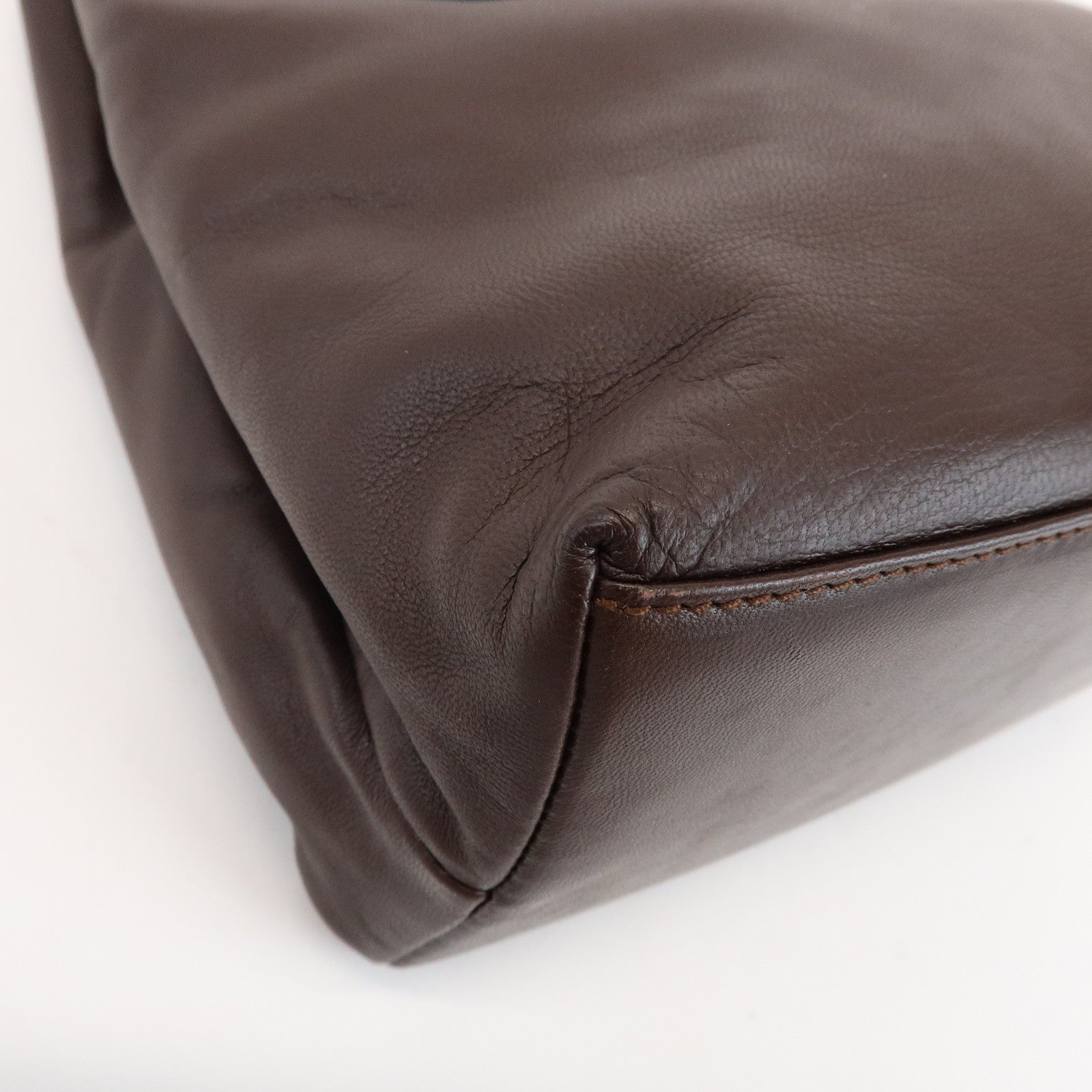 LOEWE Anagram Logo Leather Hand Bag Mini Tote Bag Brown