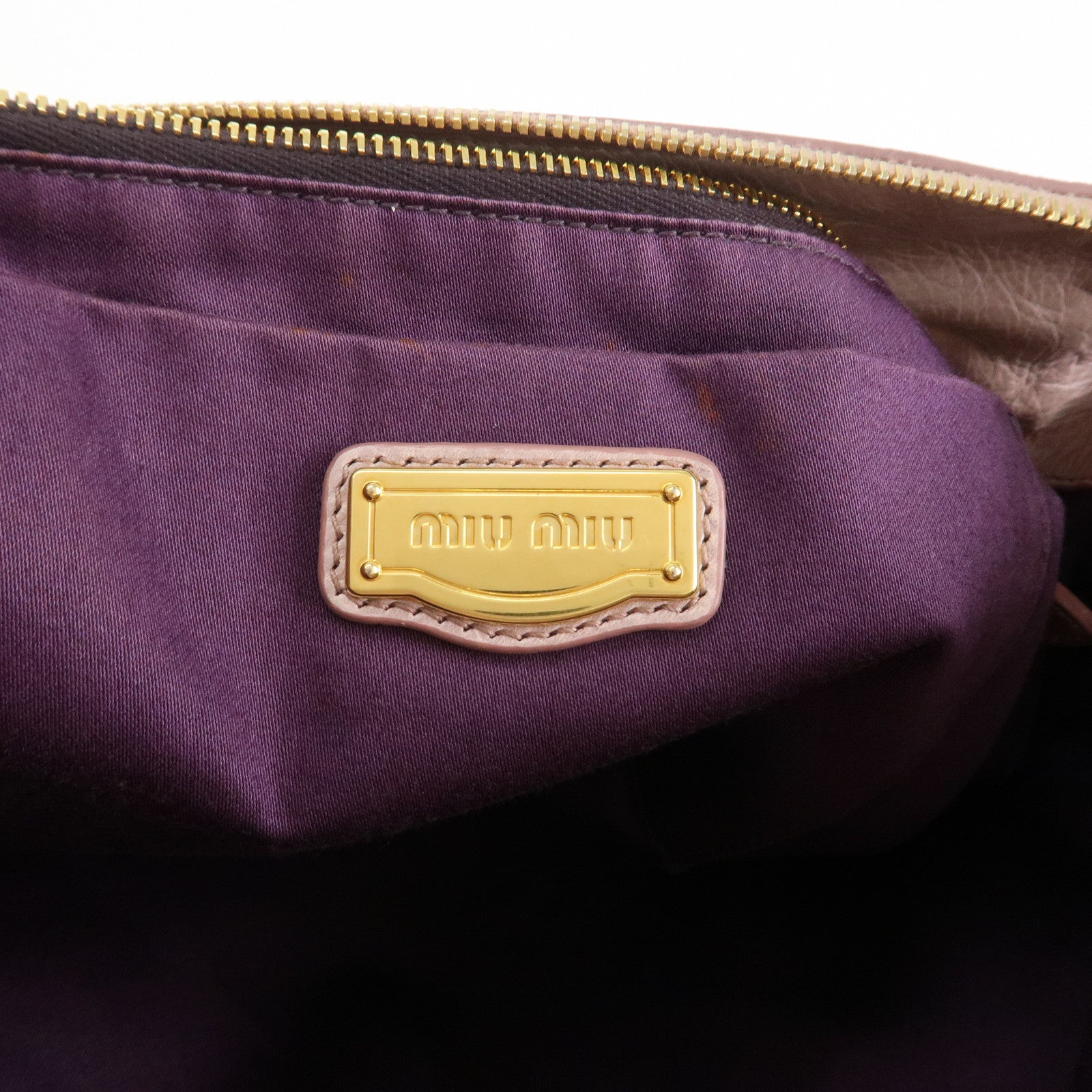 MIU MIU Side Ribbon Leather 2Way Shoulder Bag Hand Bag Pink RT0438