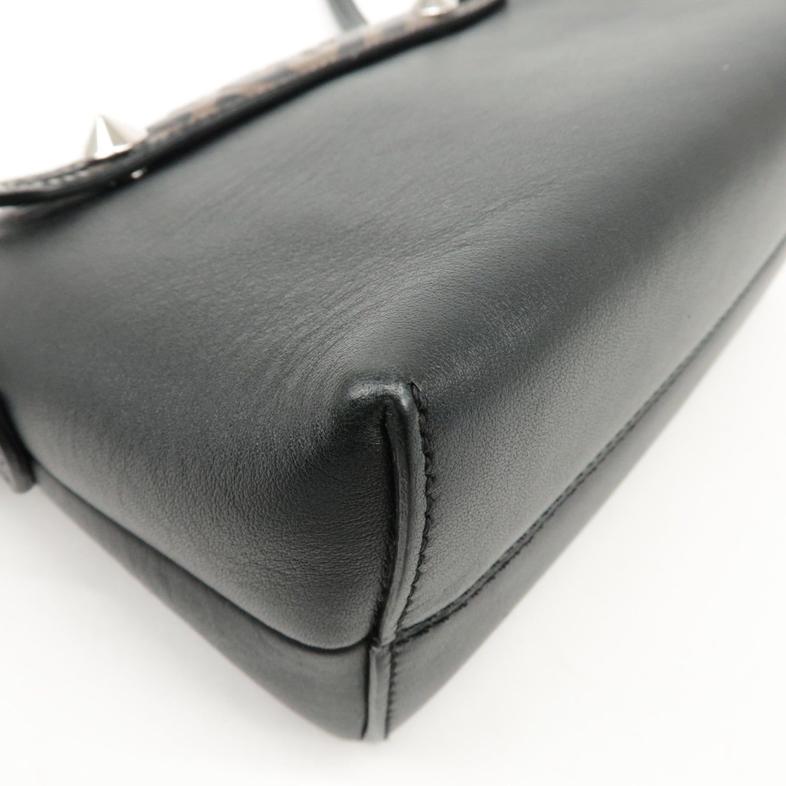 FENDI Zucca By The Way Leather 2Way Shoulder Bag Black Brown 8BL145 Used