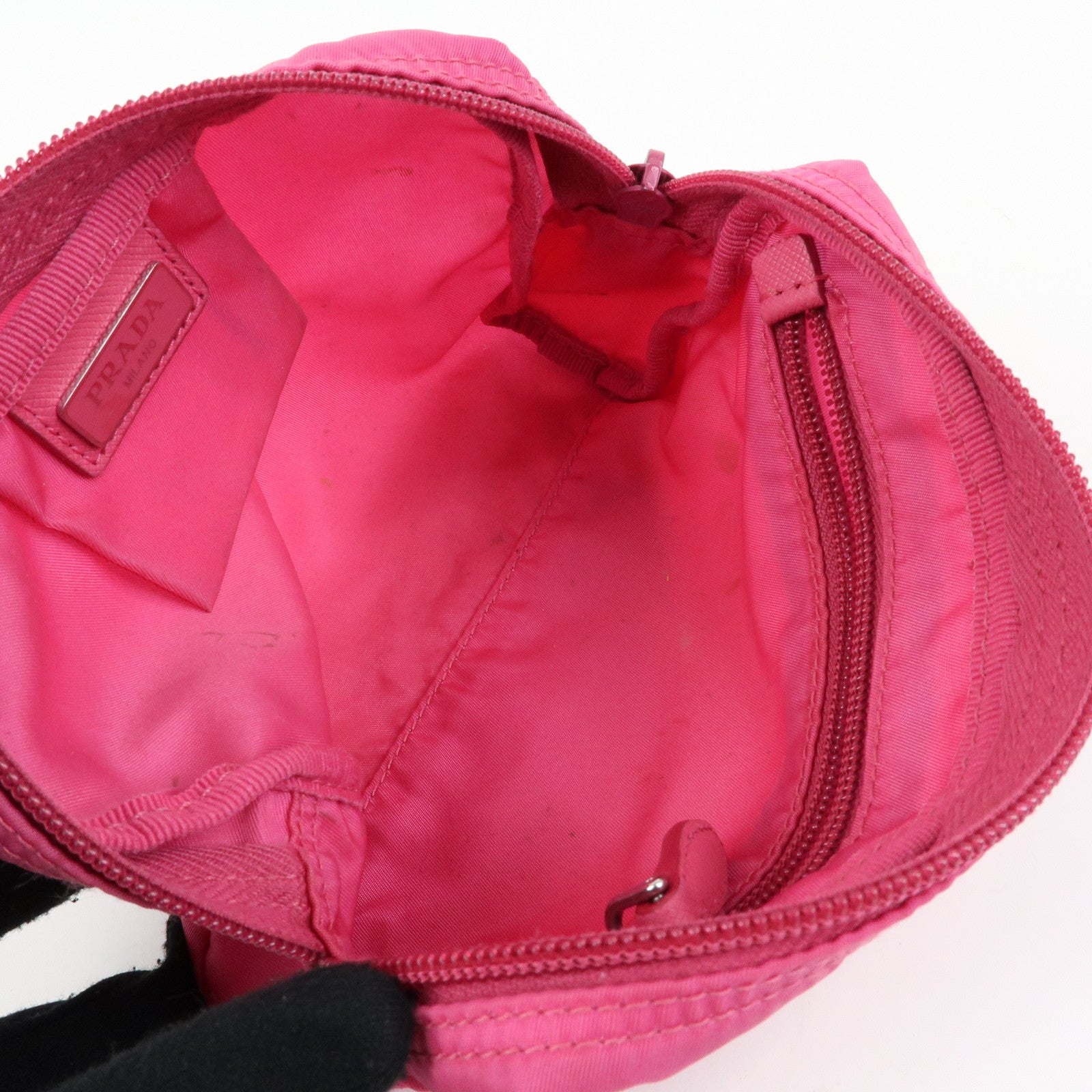 PRADA Triangle Logo Set of 3 Nylon Leather Pouch Pink Purple