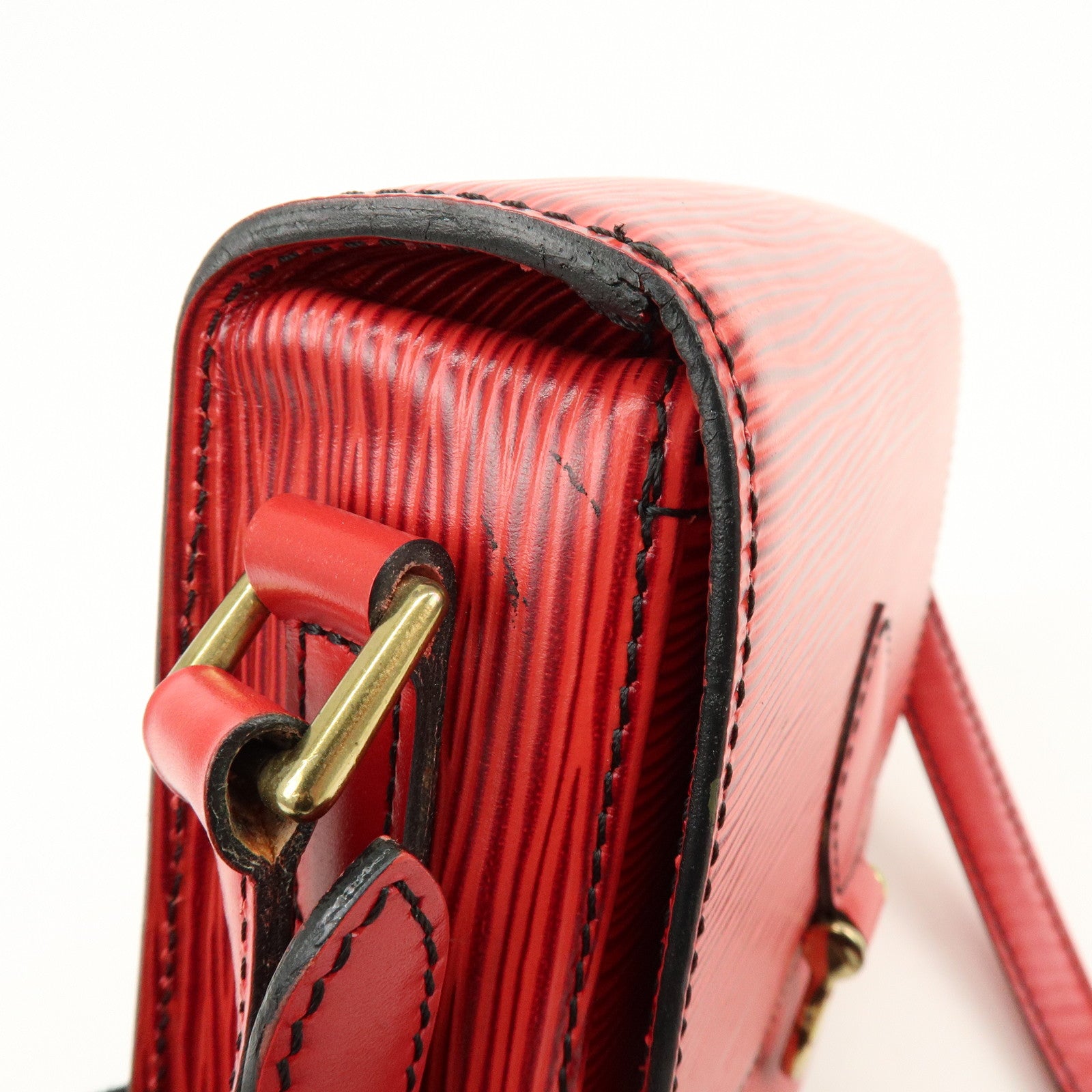 Louis Vuitton Epi Leather Mini Saint Cloud Shoulder Bag Red M52217