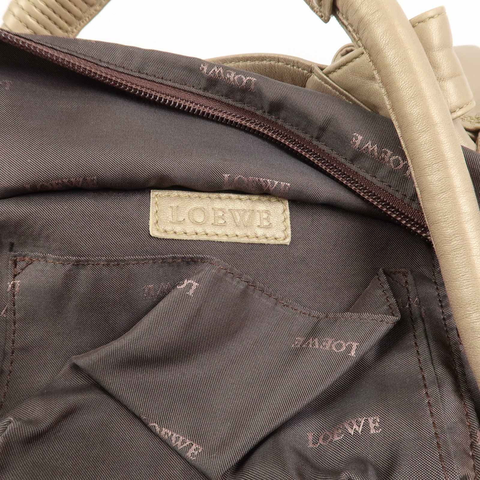 LOEWE Anagram Nappa Aire Leather Hand Bag Shoulder Bag Gold