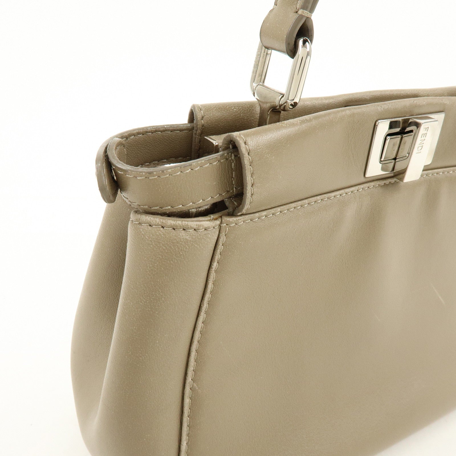 FENDI Mini Peekaboo 2Way Shoulder Bag Hand Bag Brown 8BN244