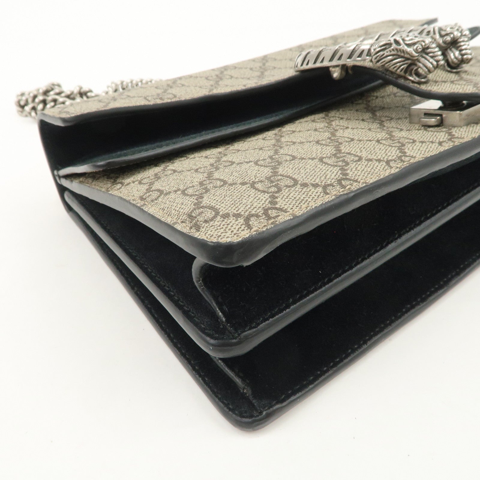 GUCCI Dionysus GG Supreme Suede Chain Shoulder Bag Beige 400249