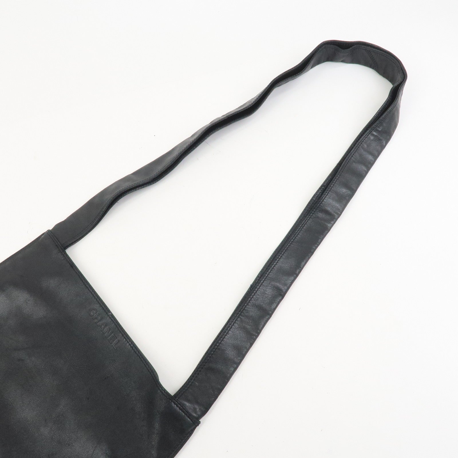 CHANEL Lamb Skin Shoulder Bag Crossbody Bag Black