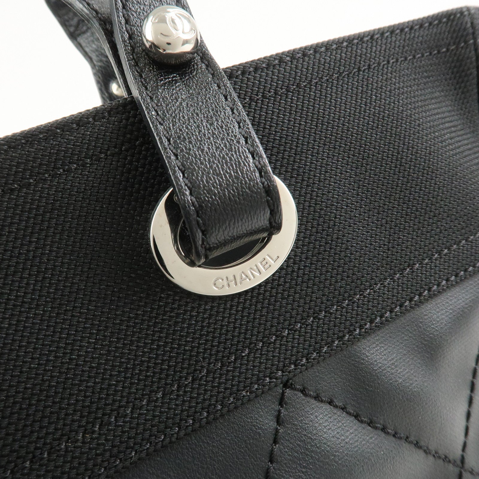 CHANEL Paris Biarritz Tote Bag Hand Bag MM Black A34209