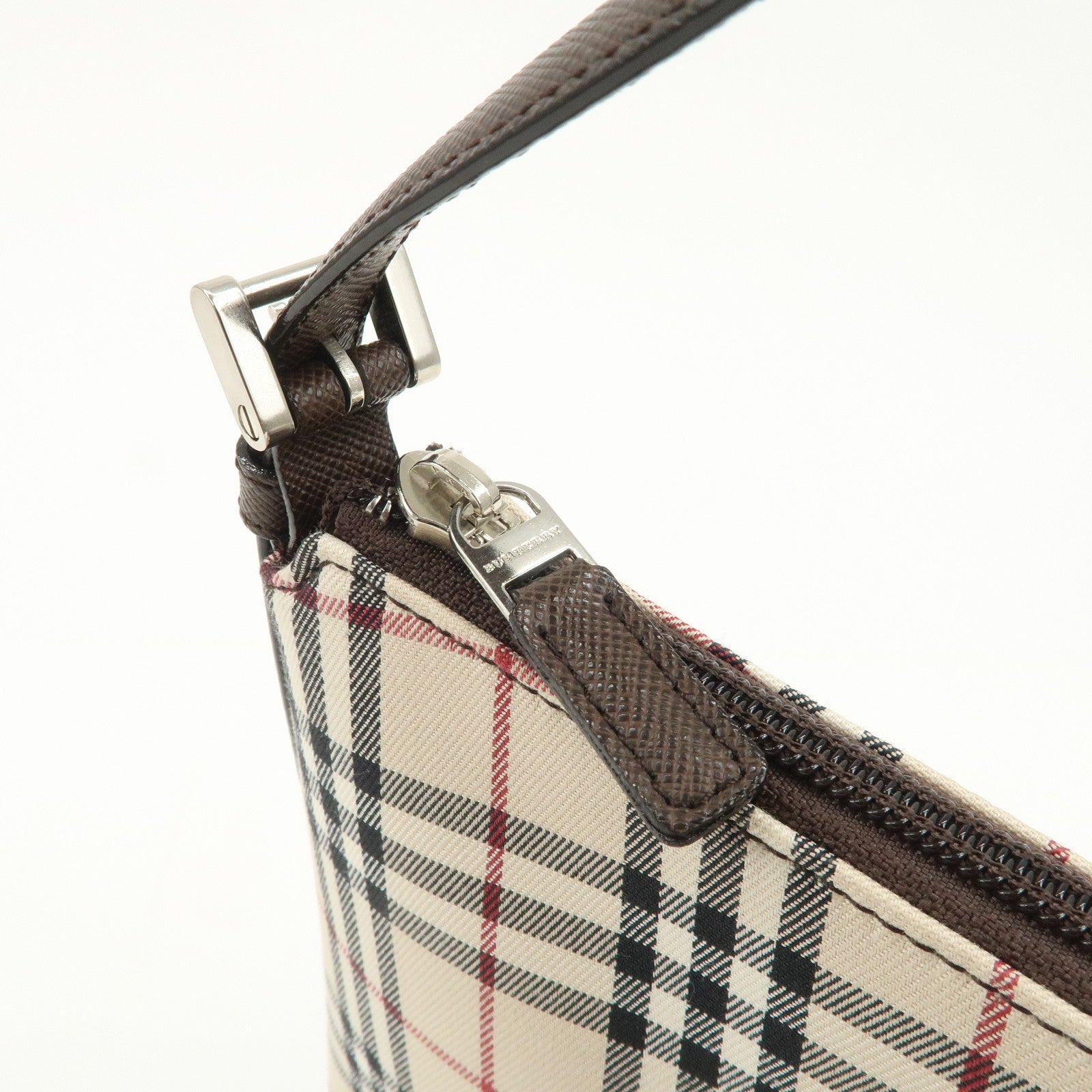 BURBERRY Nova Plaid Canvas Leather Shoulder Bag Hand Bag Beige