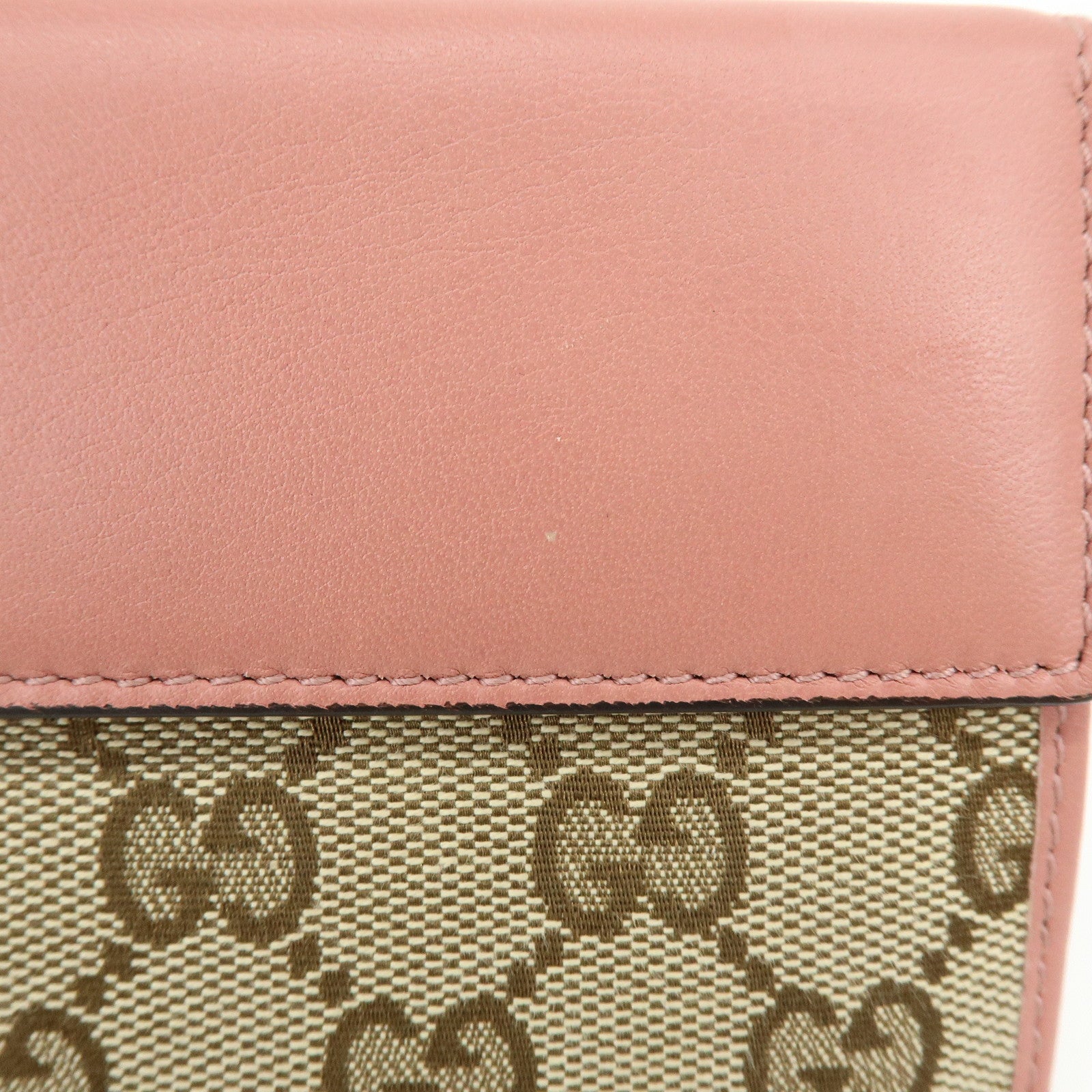 GUCCI Lovely Heart GG Canvas Leather Bi-fold Long Wallet 203550