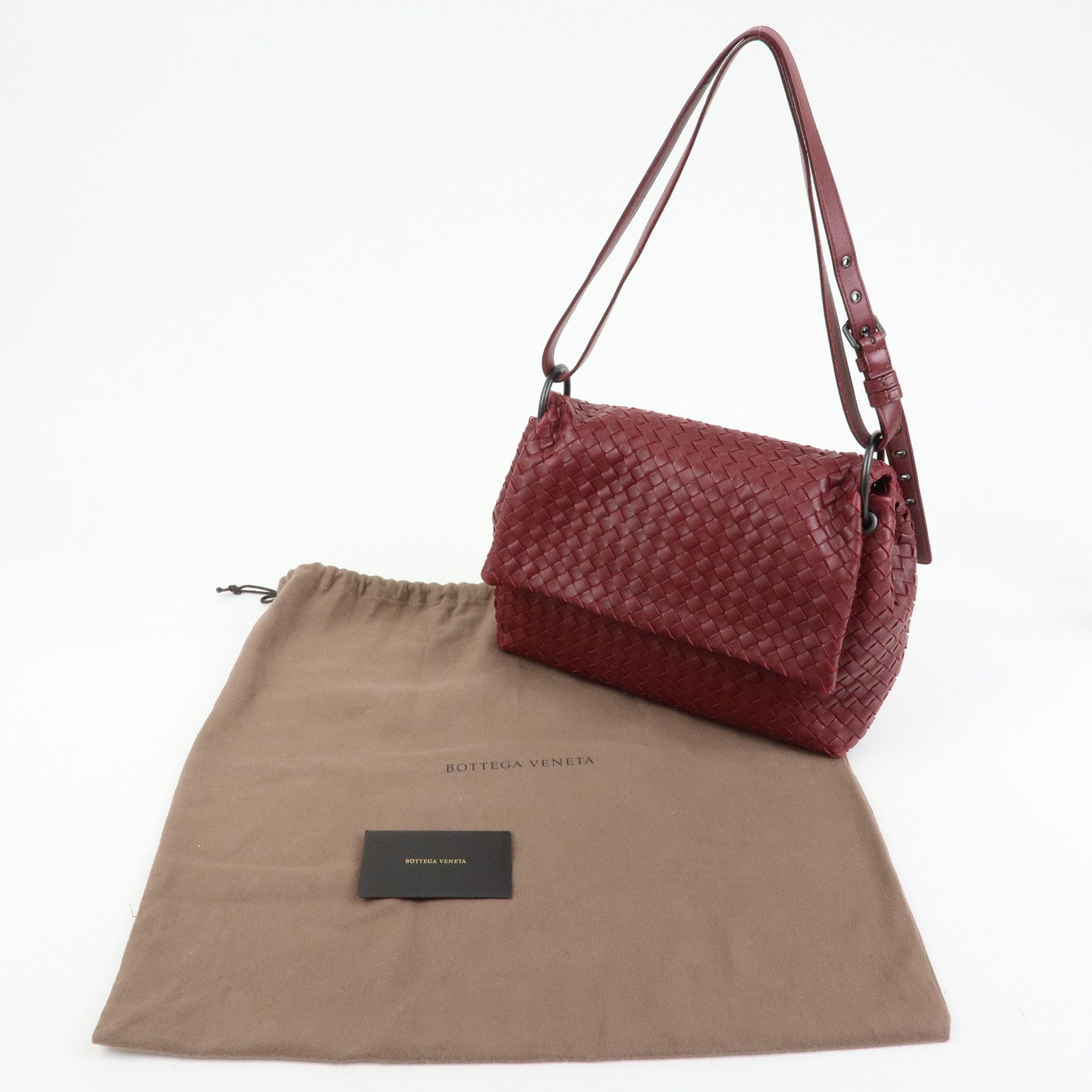 BOTTEGA VENETA Intrecciato Leather Shoulder Bag Bordeaux
