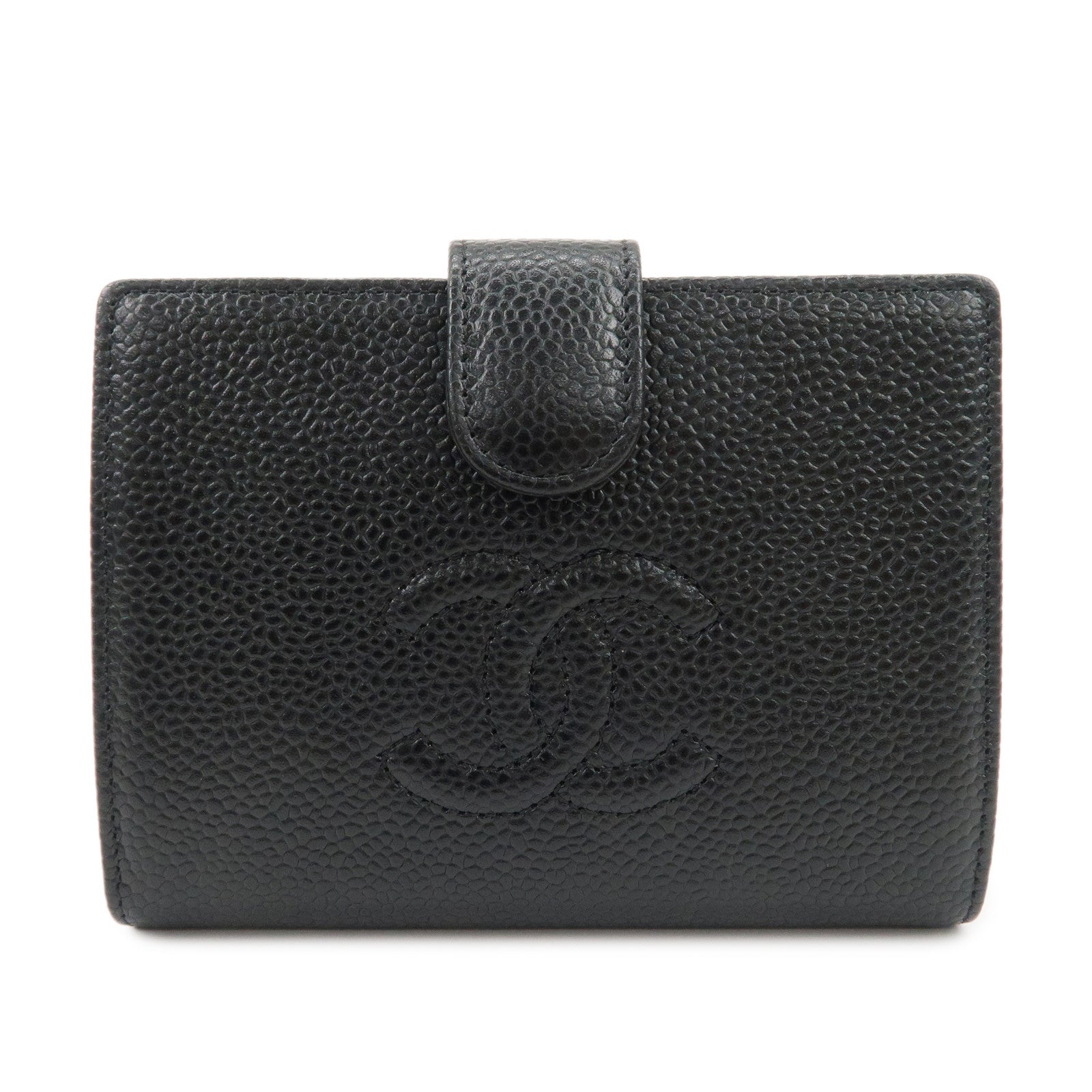 CHANEL COCO Mark Caviarskin Bi-fold Small Wallet Black A13497