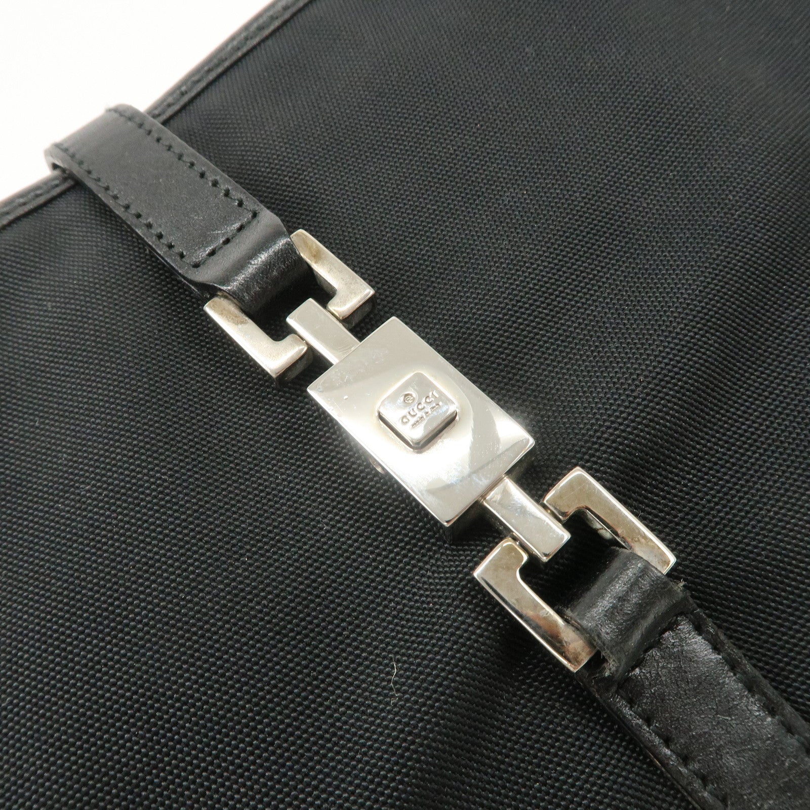 GUCCI Jackie Canvas Leather Tote Bag Shoulder Bag Black 002.1073 Used