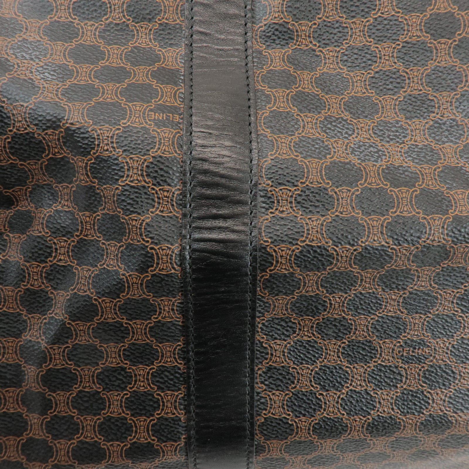 CELINE Macadam PVC Leather Boston Bag Hand Bag Black Brown