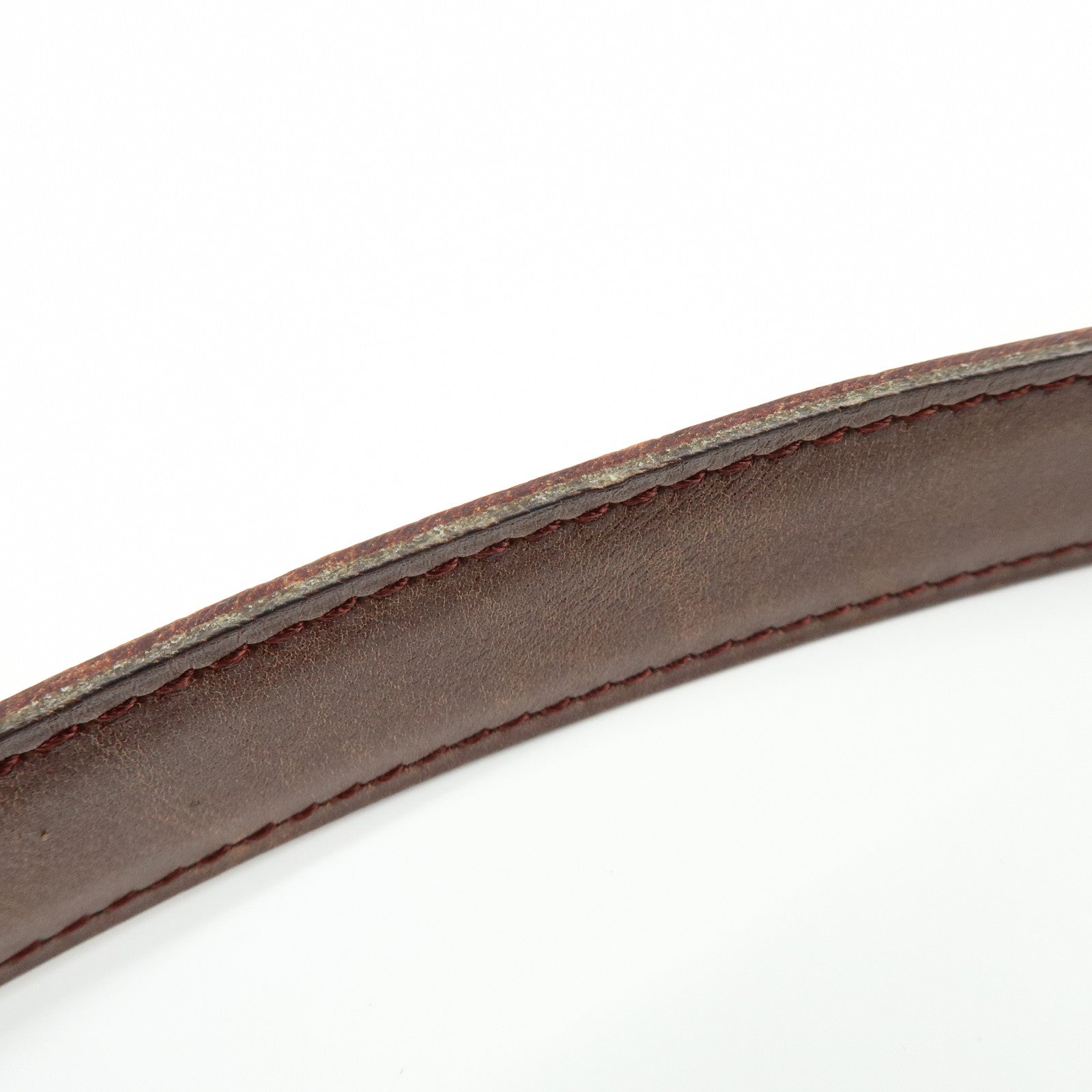 HERMES Leather H Buckle □B Stamped Reversible Constance Belt Brown