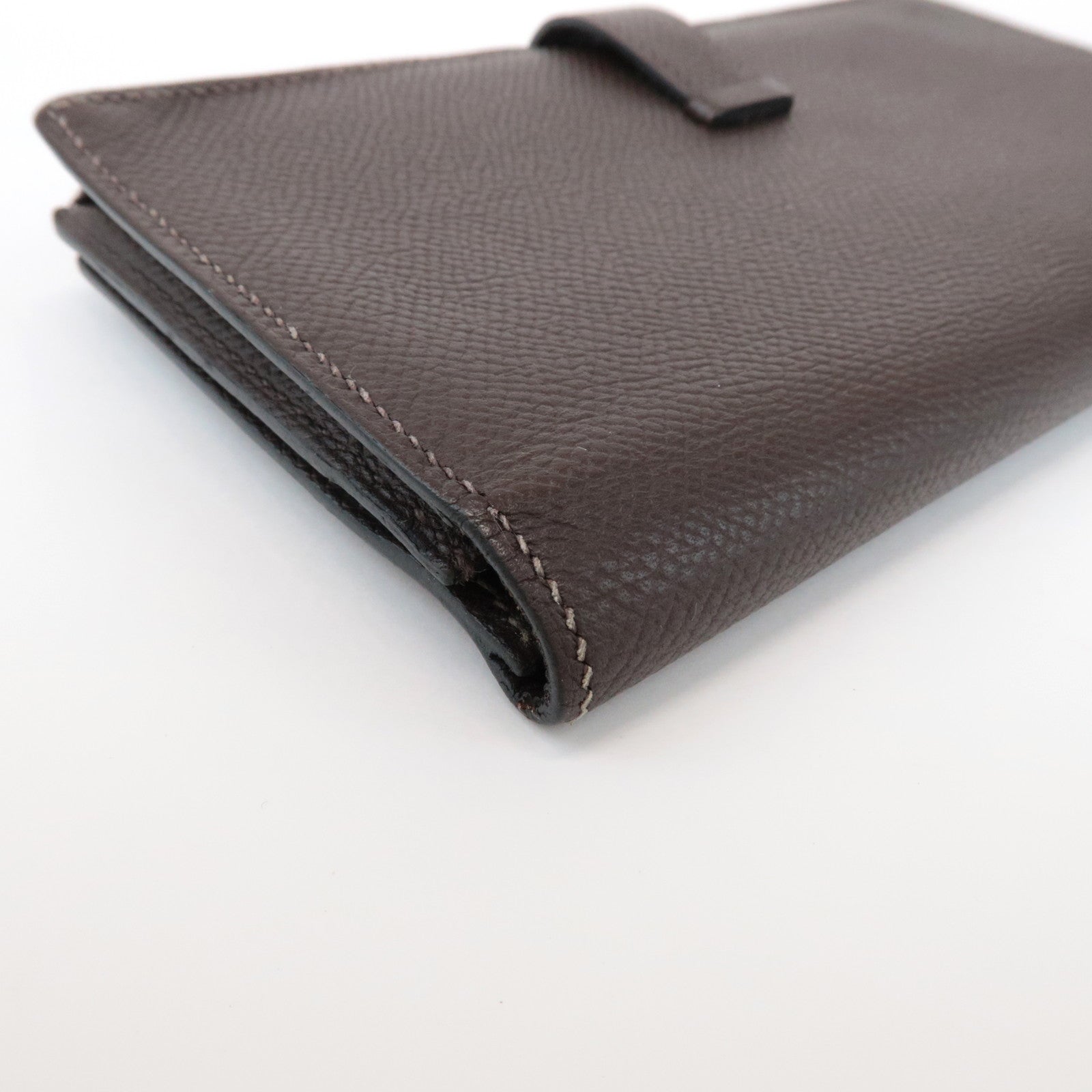 HERMES Veau Epsom Leather Bテゥarn Soufflet Long Wallet Chocolat