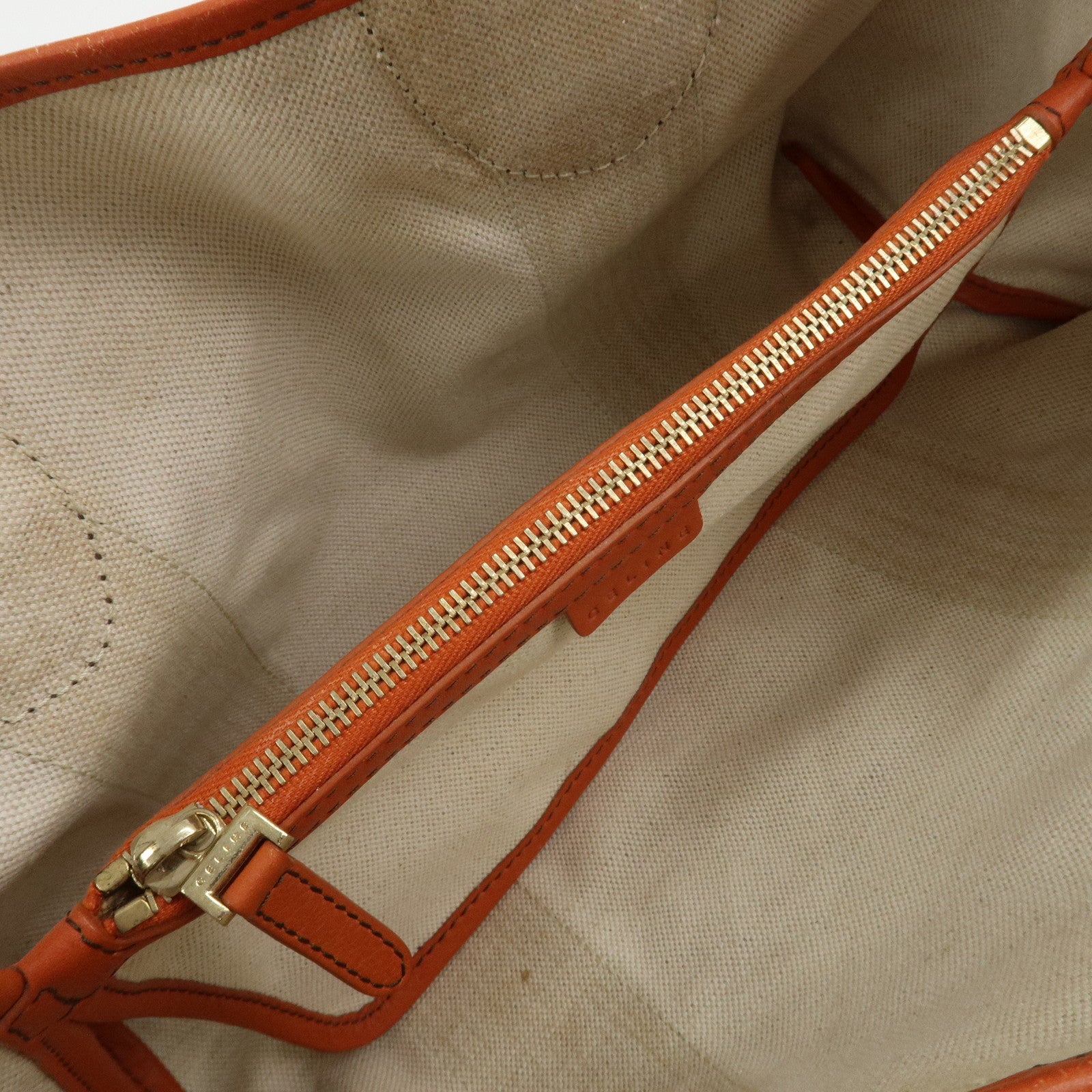 CELINE C Macadam PVC Canvas Tote Bag Hand Bag Brown Orange