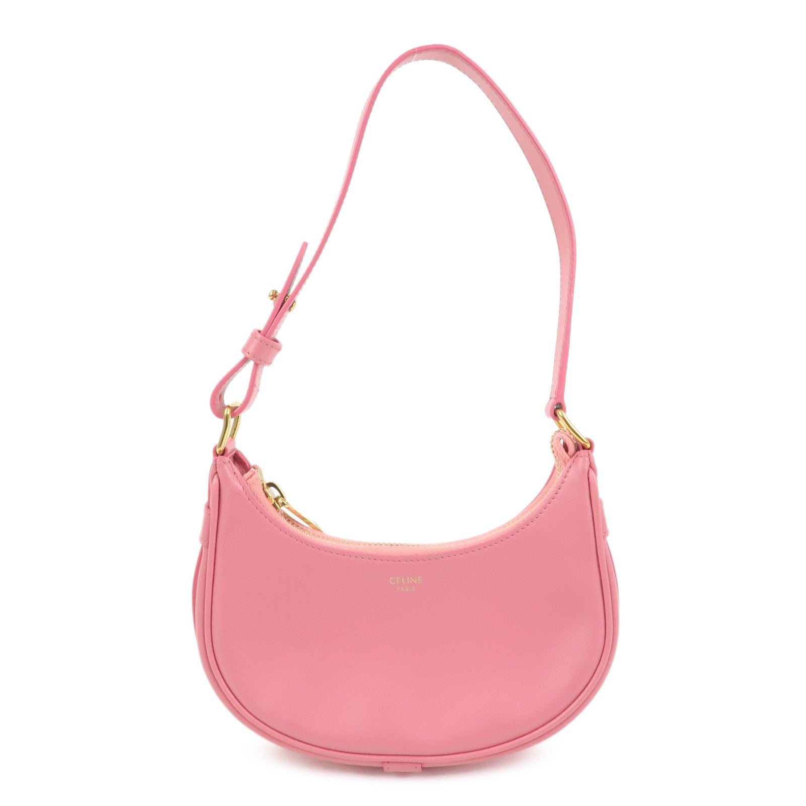 CELINE Ava Leather Hand Bag Hand Pouch Pink